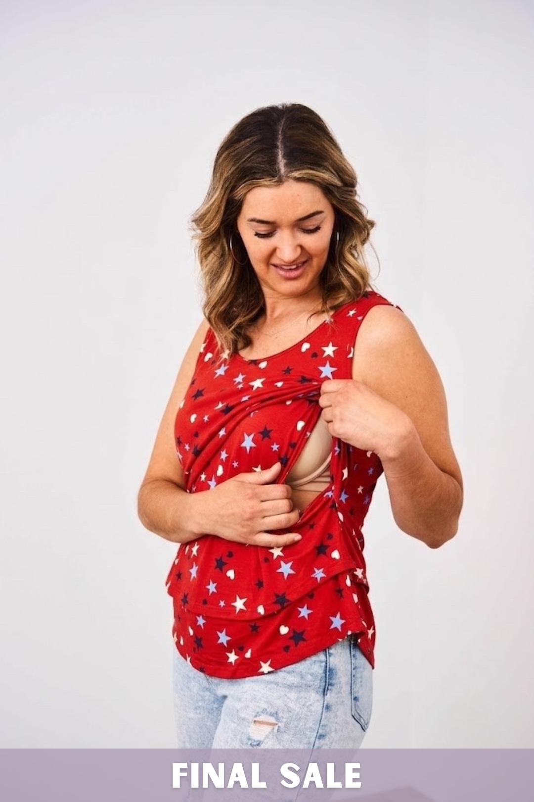 Latched Mama Stars & Hearts Swing Nursing Tank - Final Sale