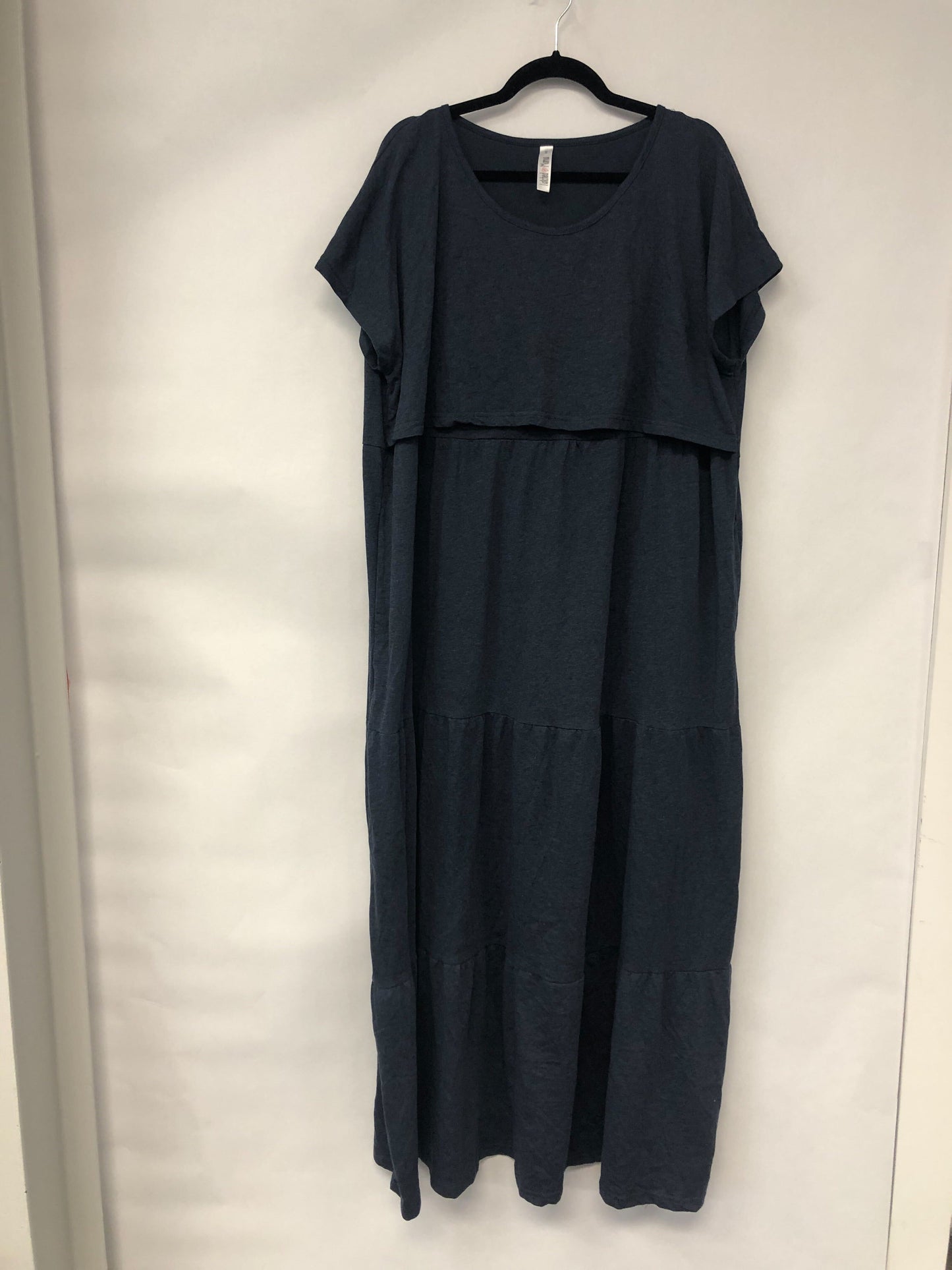 Outlet 6056 - Latched Mama Tiered T-Shirt Maxi Dress - Navy - 4X
