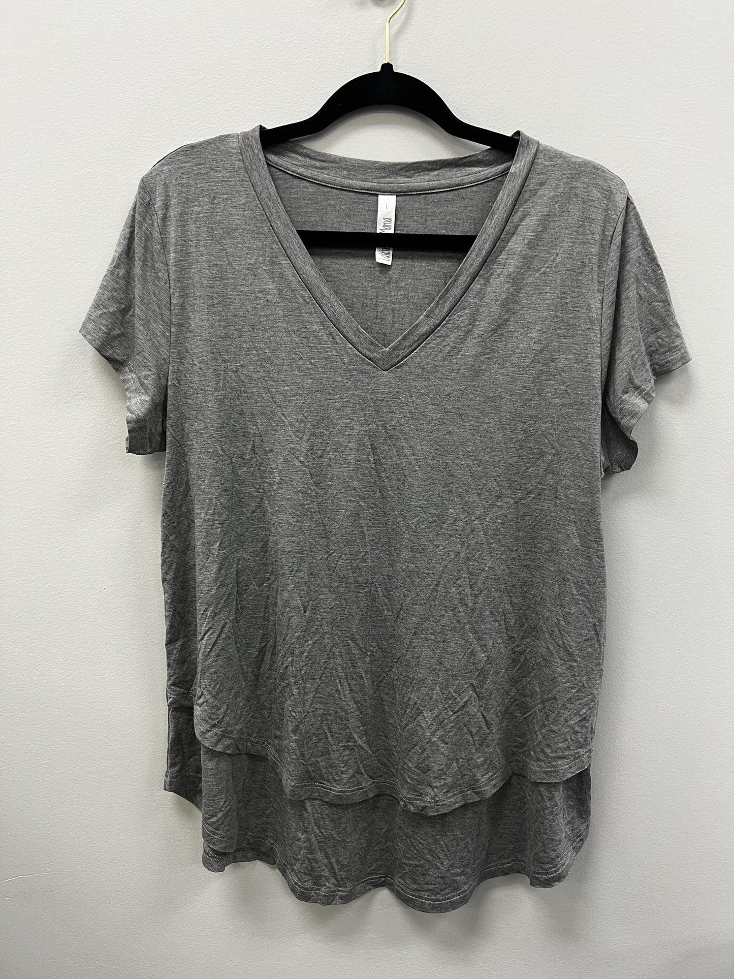 Outlet 5626 - V-Neck Boyfriend Nursing Tee - Light grey - Large
