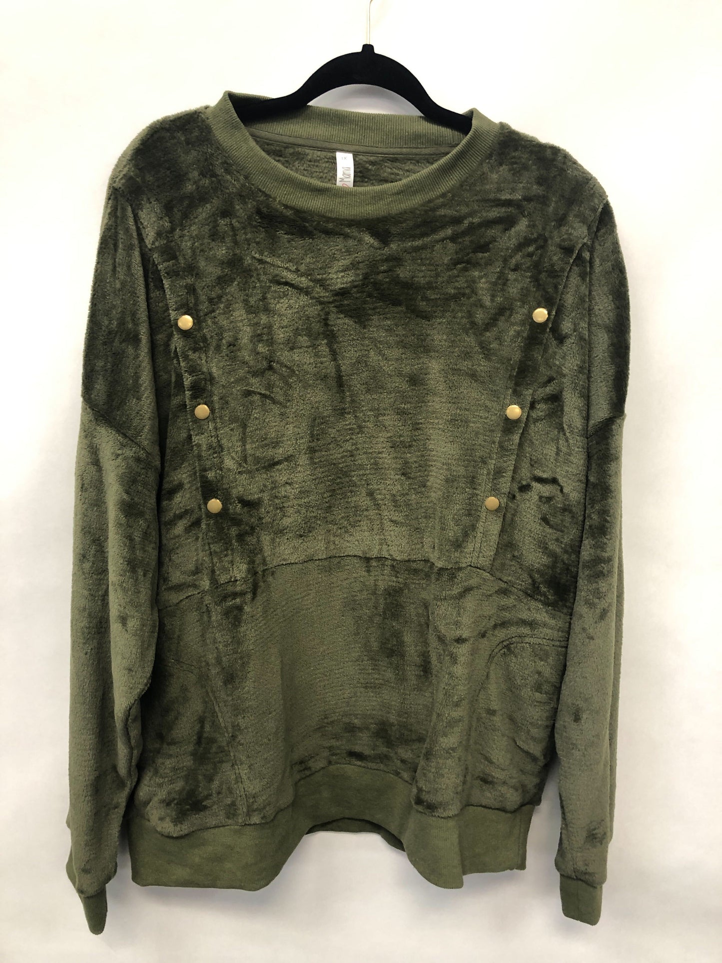 Outlet 6068 - Latched Mama Fleece Snap Nursing Pullover - Olive - 1X
