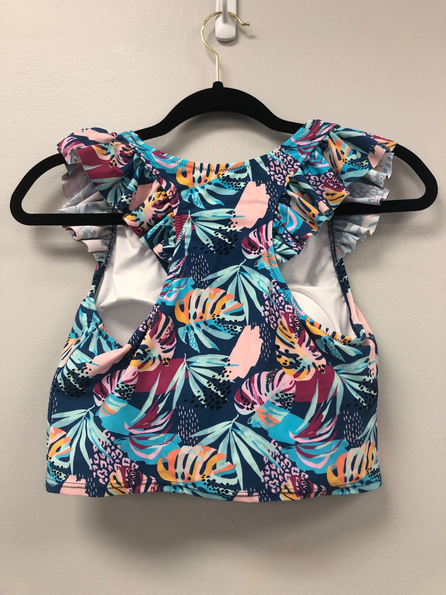 Outlet 5549 - Latched Mama Ruffle Nursing Swim Crop Top - Tropical Teal - Extra Small