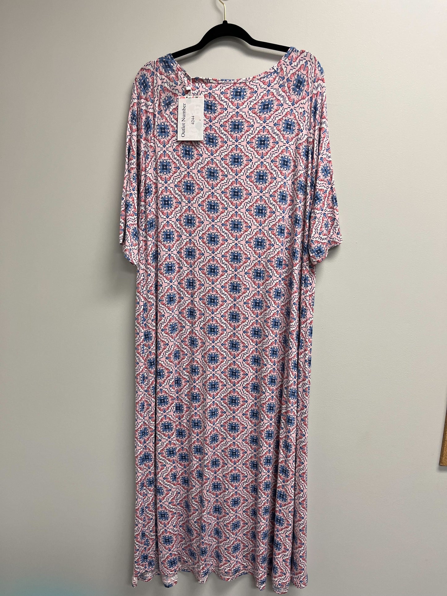 Outlet 4244 - Latched Mama Drawstring Midi Nursing Dress - Ocean Kaleidoscope - 3X