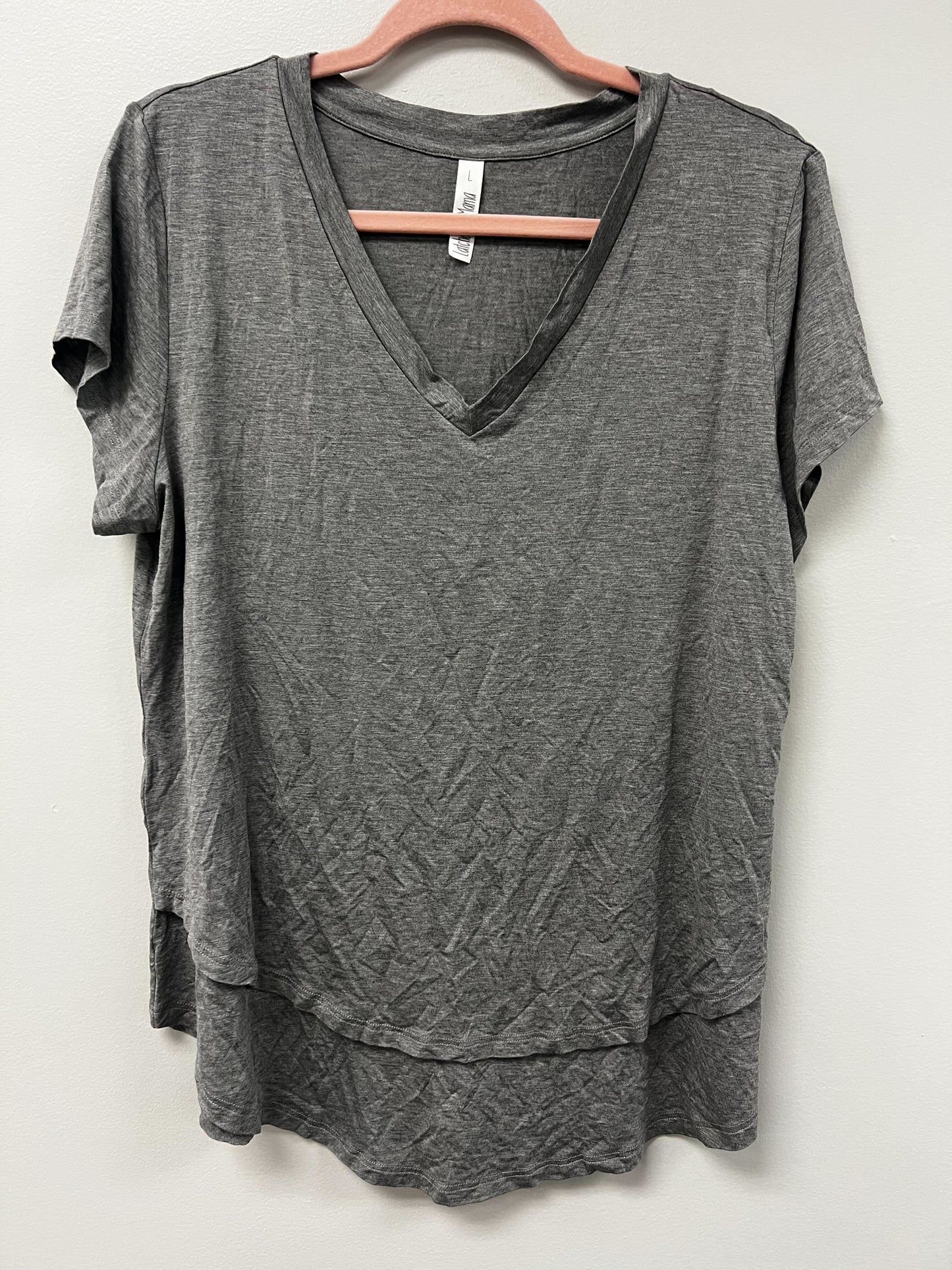 Outlet 6010 - V-Neck Boyfriend Nursing Tee - Light Grey - Large