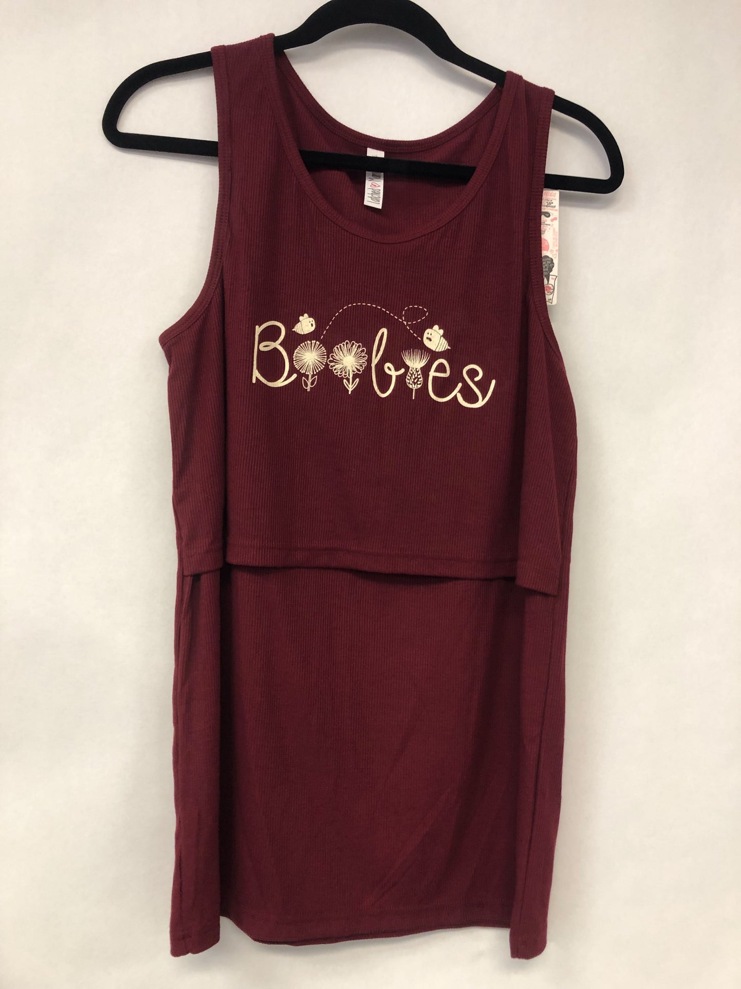 Outlet 6243 - Latched Mama Boo-Bees Nursing Tank - Wine - Extra Large