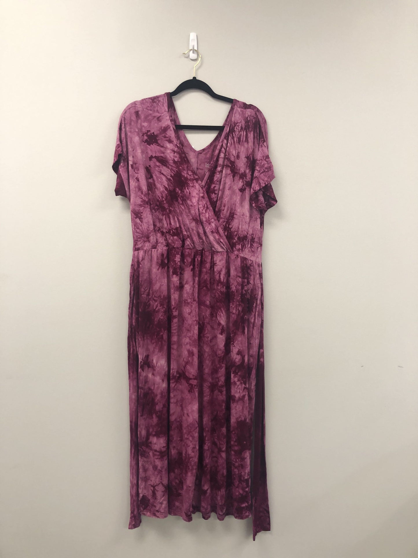 Outlet 5497 - Latched Mama V-Neck Nursing Jumpsuit - Sangria Tie Dye - 2X