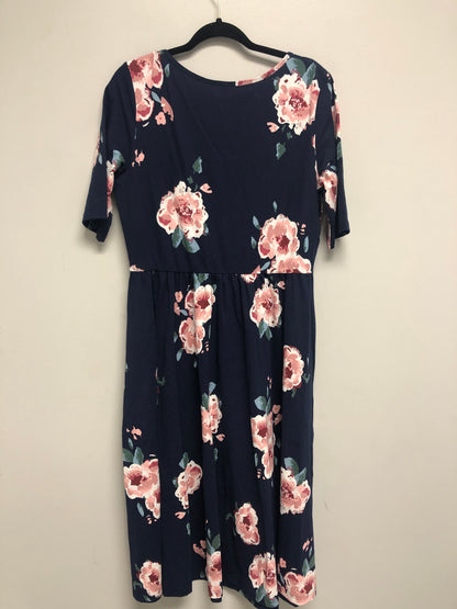 Outlet 6545 - Latched Mama Classic Cotton Nursing Dress - Navy Floret - Extra Large