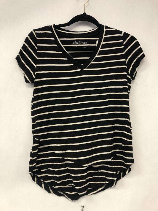 Outlet 6189 - V-Neck Boyfriend Nursing Tee - Carbon Stripe - Extra Extra Small