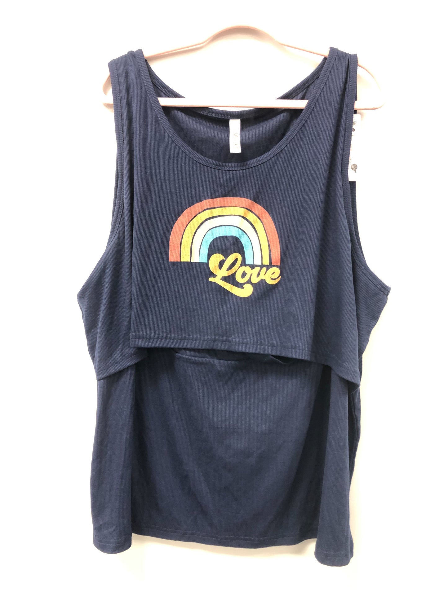 Outlet 5935 - Latched Mama Love Ribbed Nursing Tank - Navy Blue - 4X