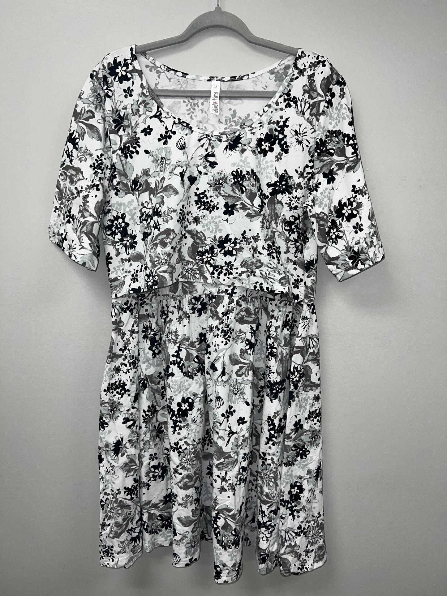 Outlet 5691 - Latched Mama Simple Cotton Nursing Dress - Icicle - 1X