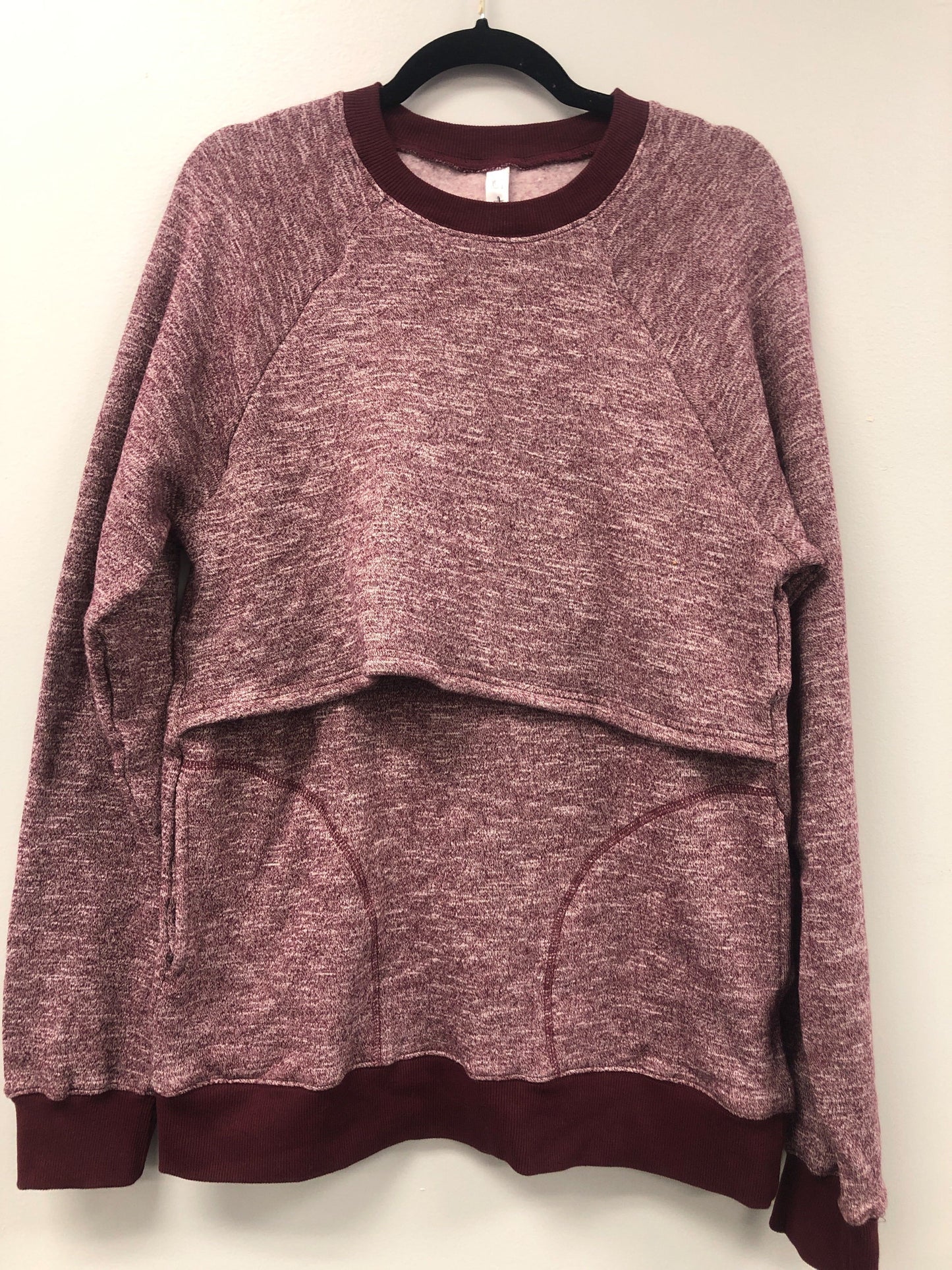Outlet 5517 - Latched Mama Snuggle-Up Nursing Sweatshirt - Heathered Maroon - XS/S