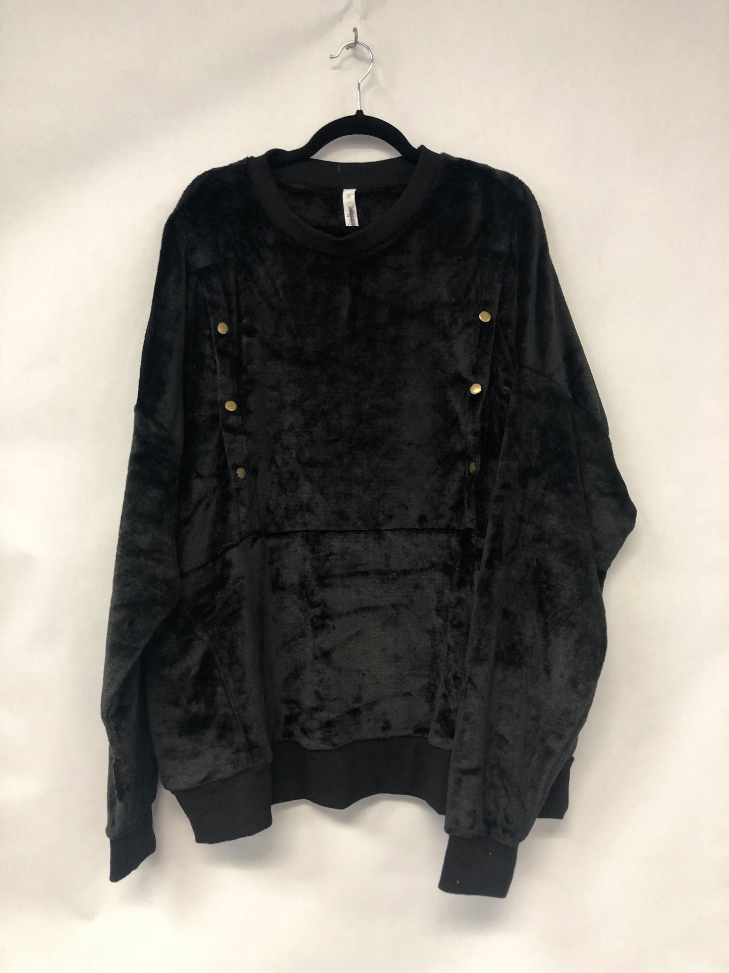 Outlet 6071 - Latched Mama Fleece Snap Nursing Pullover - Black - 3X