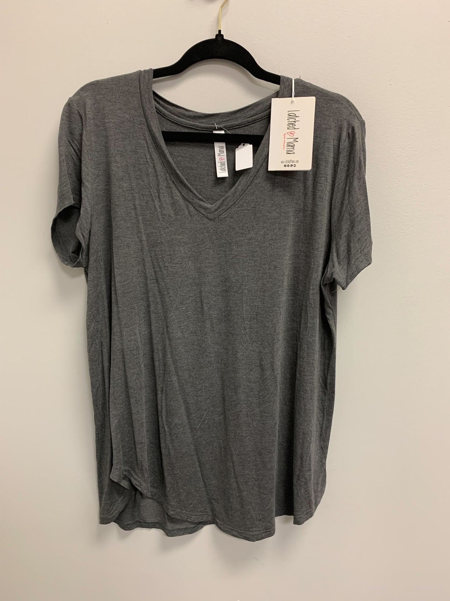 Outlet 5326 - V-Neck Boyfriend Nursing Tee - Charcoal - Large