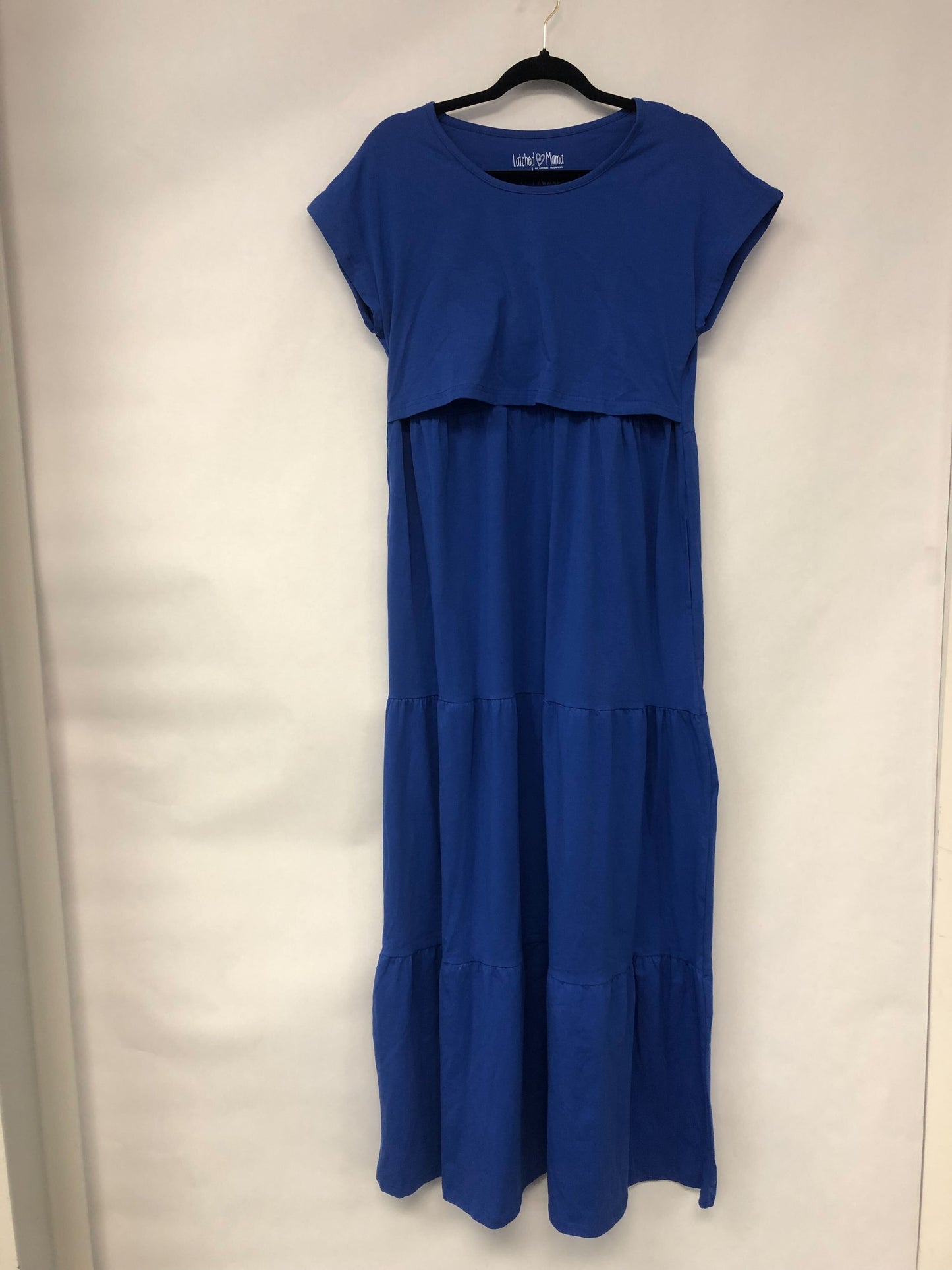 Outlet 6171 - Latched Mama Cotton Tiered T-Shirt Maxi Dress - Cobalt - Medium