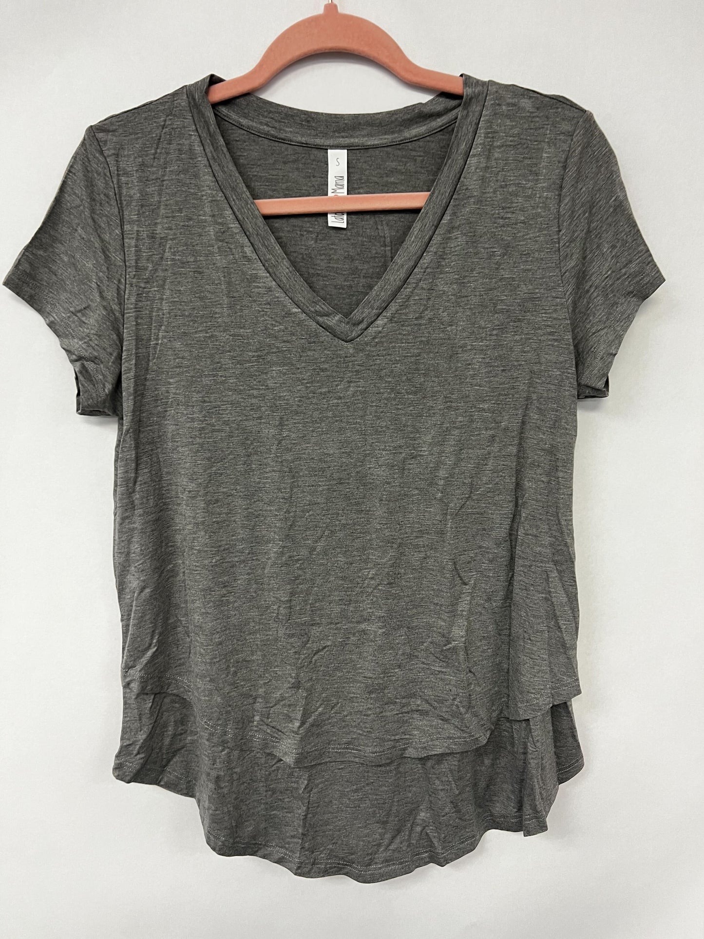Outlet 6130 - V-Neck Boyfriend Nursing Tee - Light Grey - Small