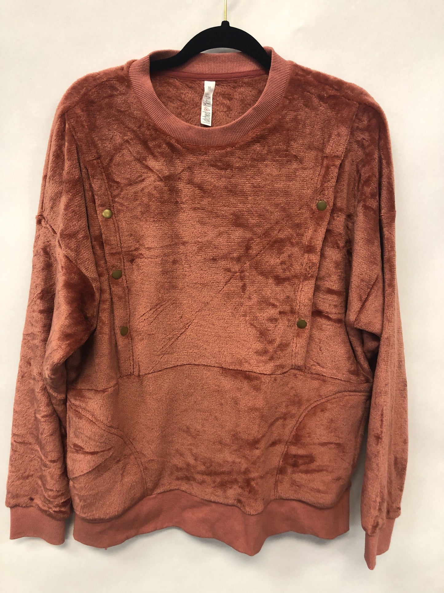 Outlet 6065 - Latched Mama Fleece Snap Nursing Pullover - Dark Mauve - Medium