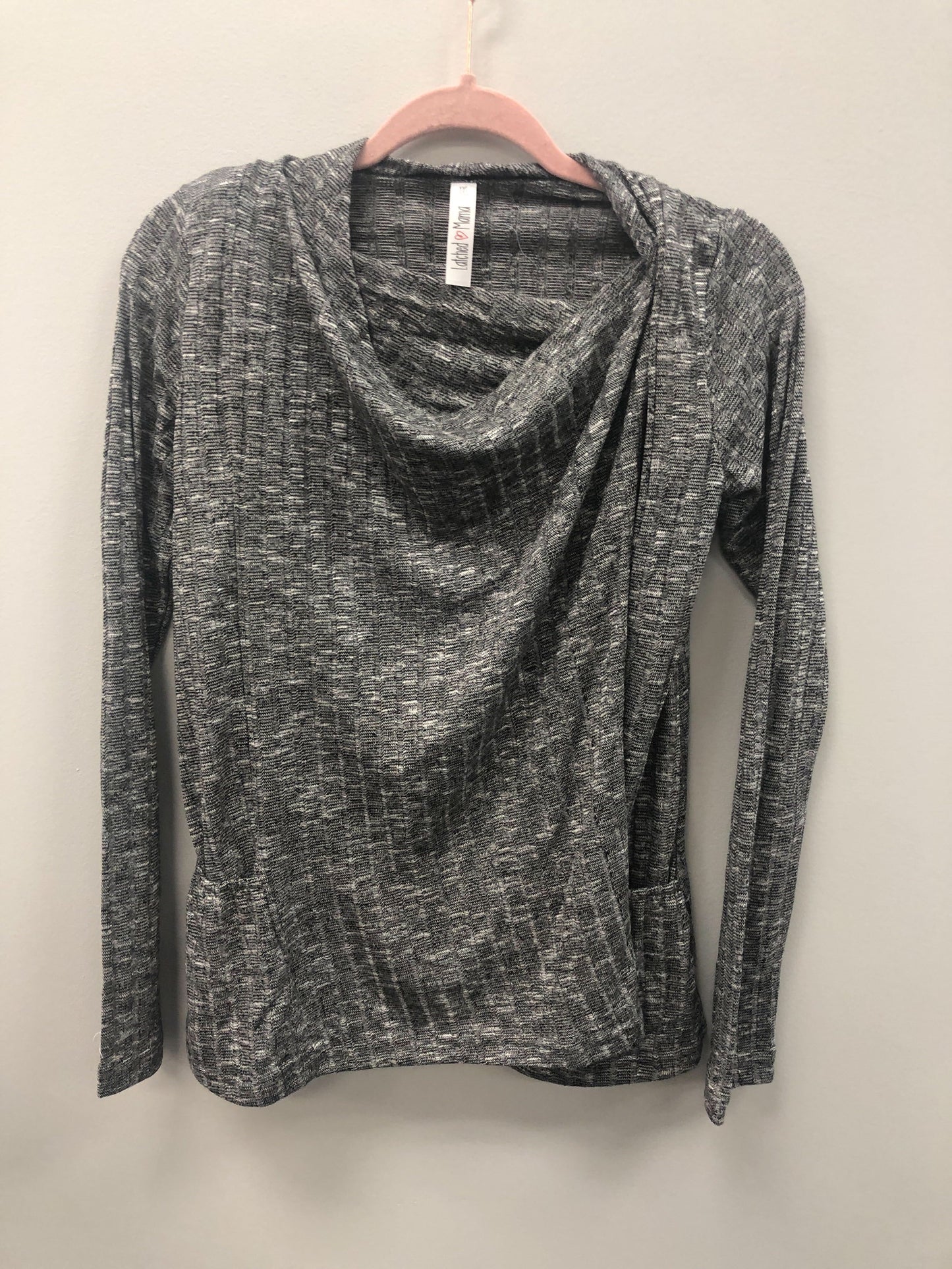 Outlet 5961 - Latched Mama Convertible Nursing Cardigan - Ribbed Charcoal - Extra Extra Small