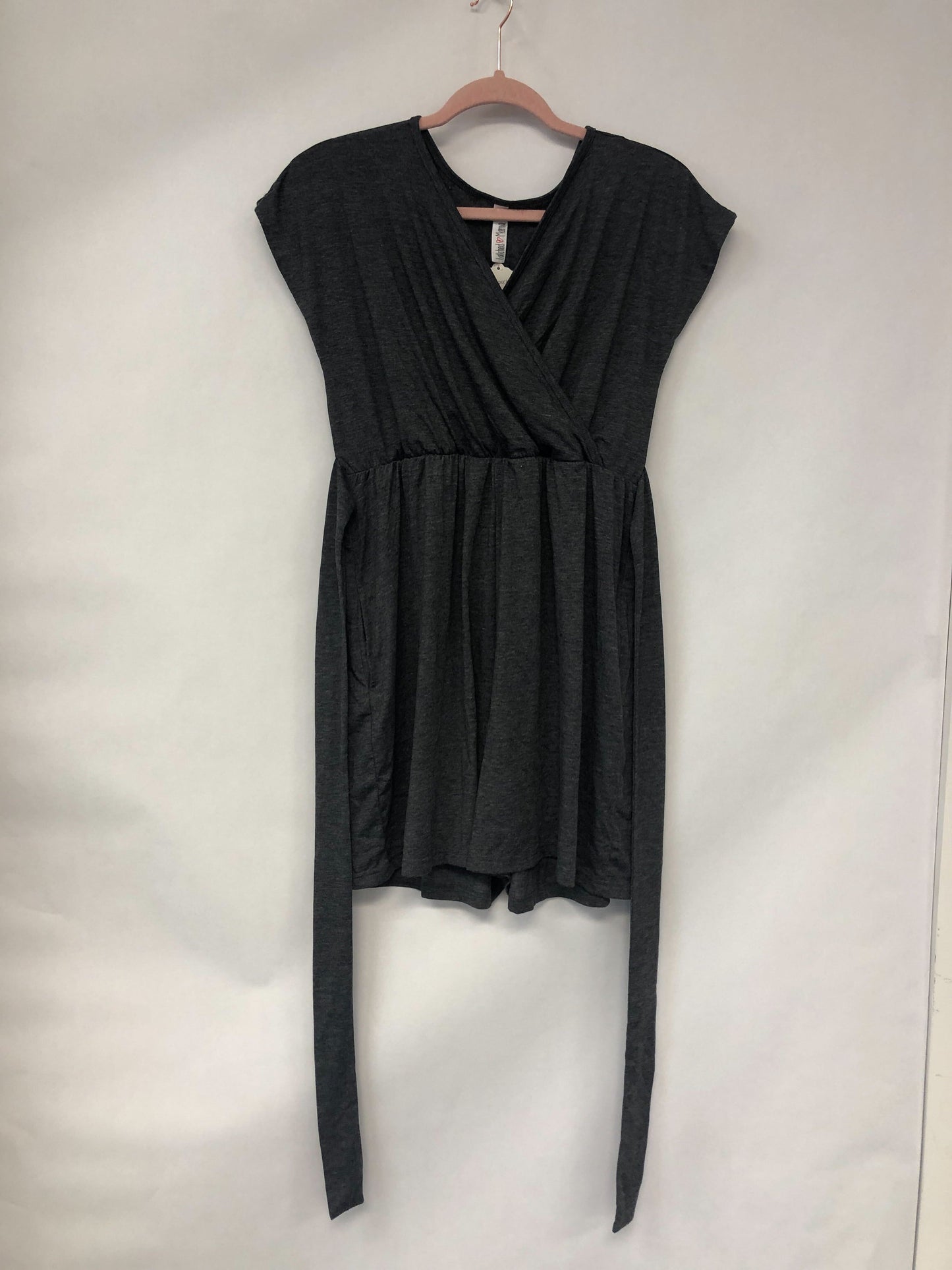 Outlet 6117 - Latched Mama Short V-Neck Nursing Jumpsuit - Dark Charcoal - Large