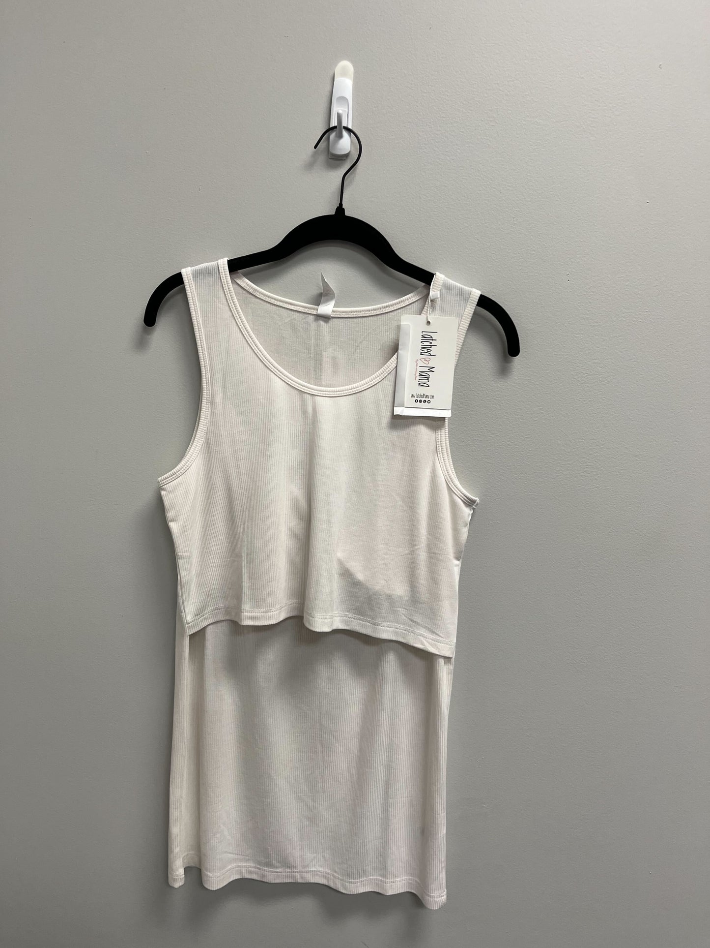Outlet 4196 - Latched Mama Ribbed Nursing Tank - White - Medium