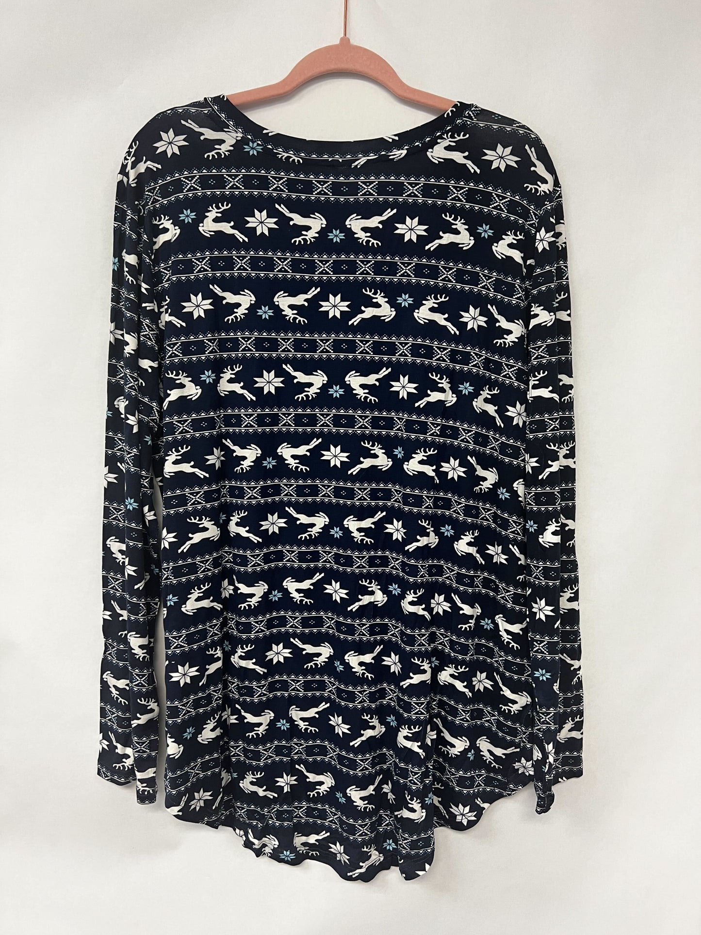 Outlet 6133 - Latched Mama Holiday Long Sleeve Nursing Tee - Winter Wonderland - 1X