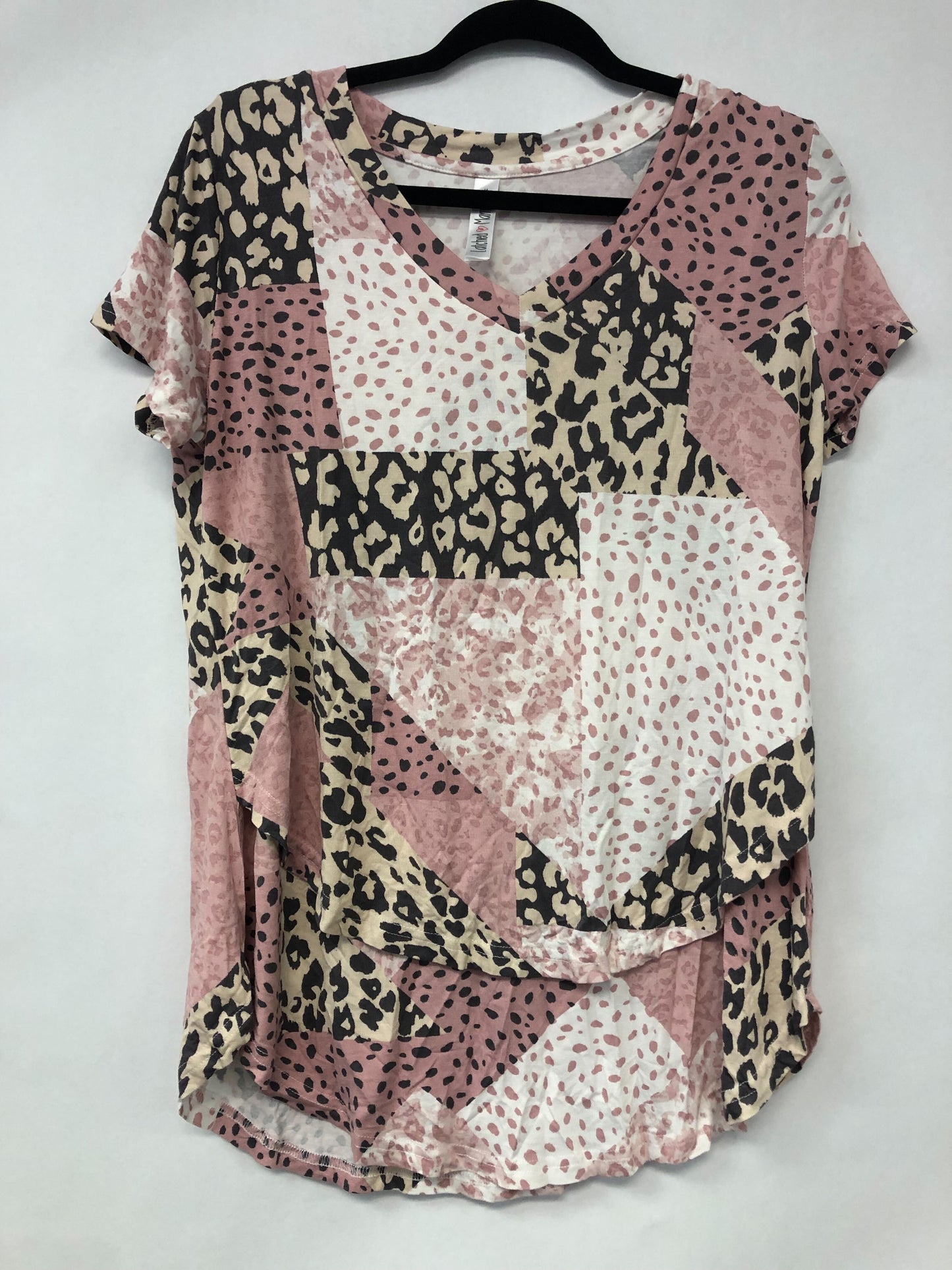 Outlet 6033 - Printed V-Neck Boyfriend Nursing Tee - Patchwork - Medium