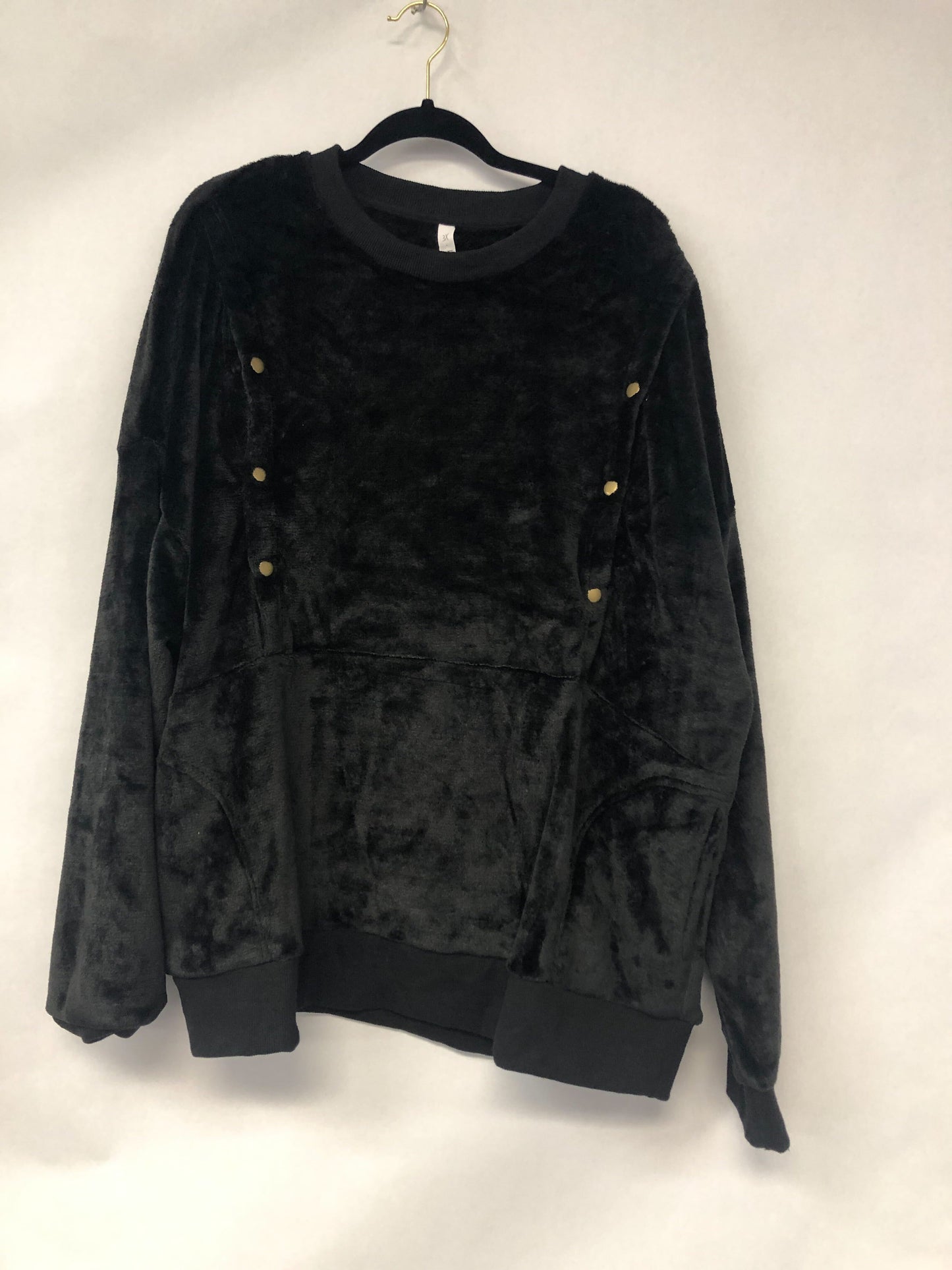 Outlet 6072 - Latched Mama Fleece Snap Nursing Pullover - Black - 3X