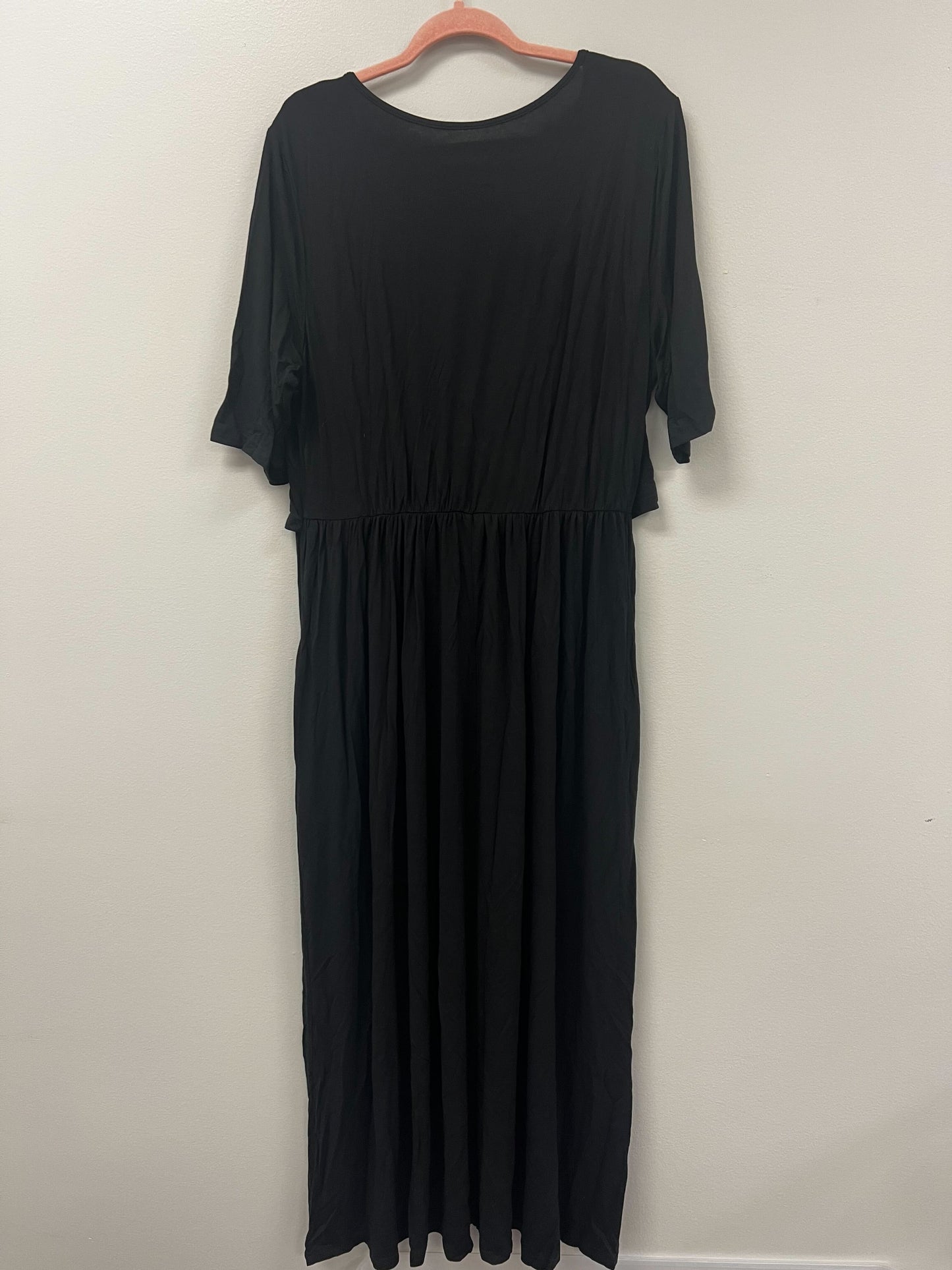 Outlet 5712 - Latched Mama Front Knot Nursing Maxi Dress - Black - 2X