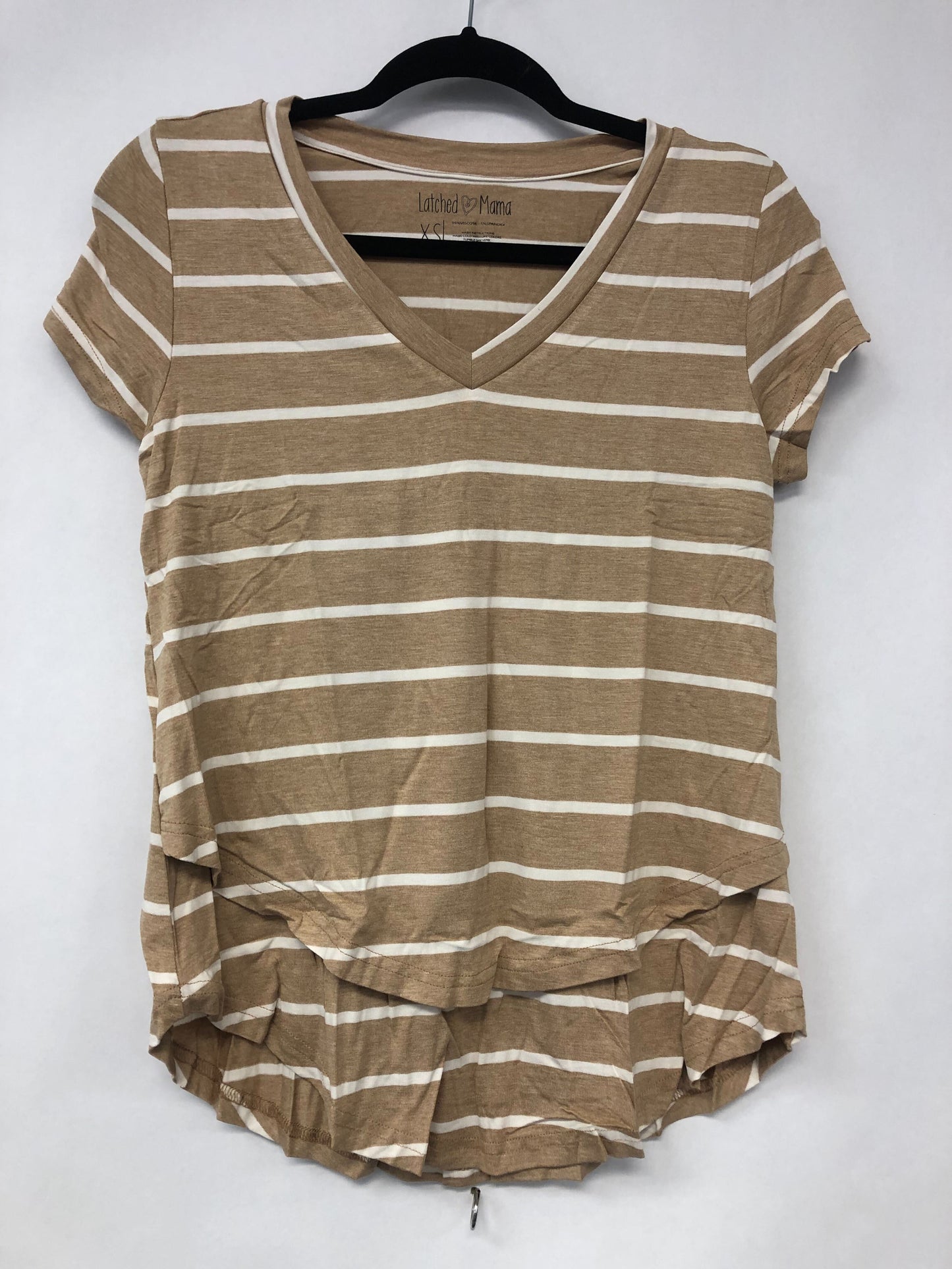 Outlet 6150 - Printed V-Neck Boyfriend Nursing Tee - Sand Stripe - Extra Small