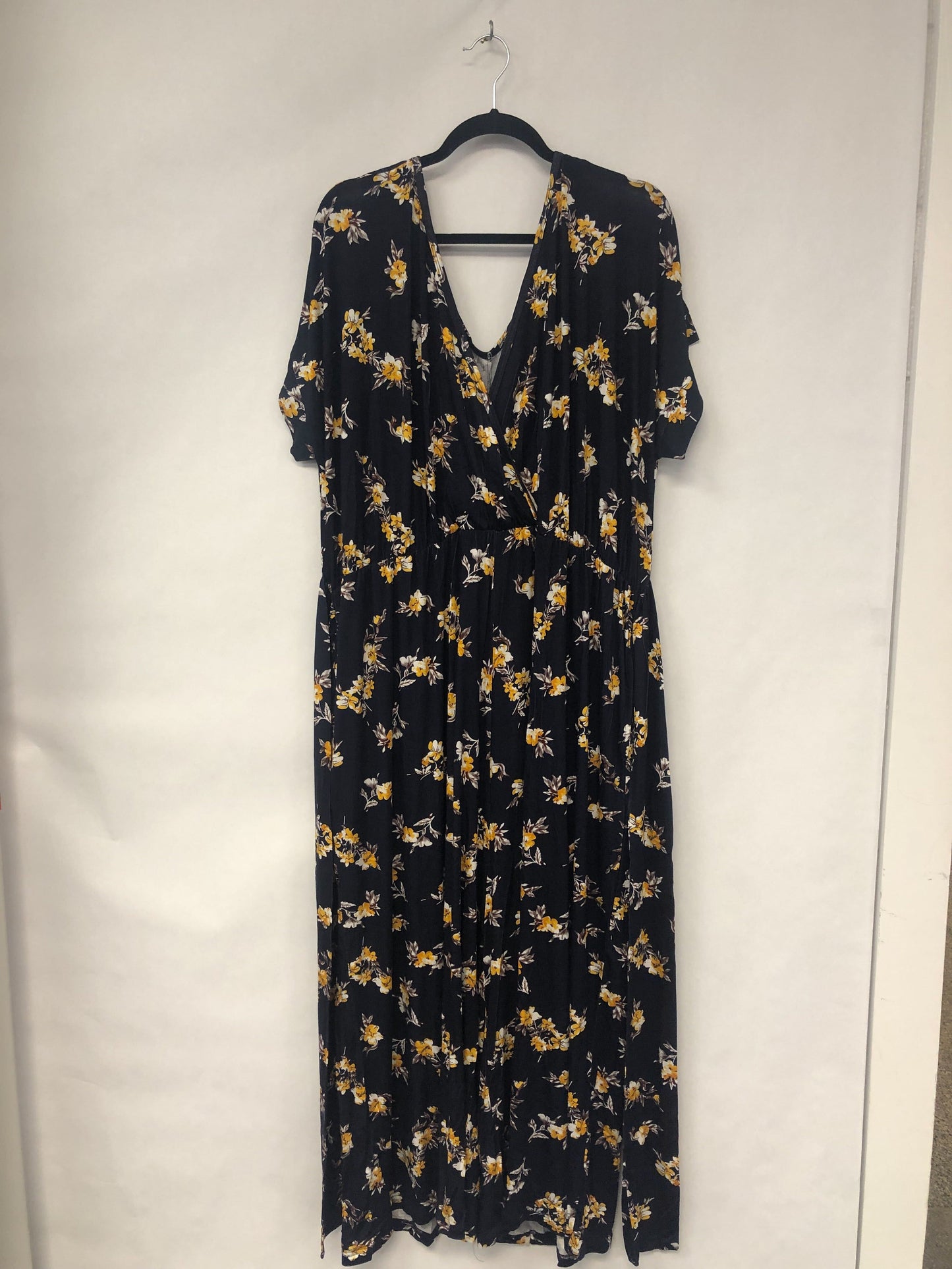Outlet 6298 - Latched Mama V-Neck Nursing Jumpsuit - Canary Blooms - 3X