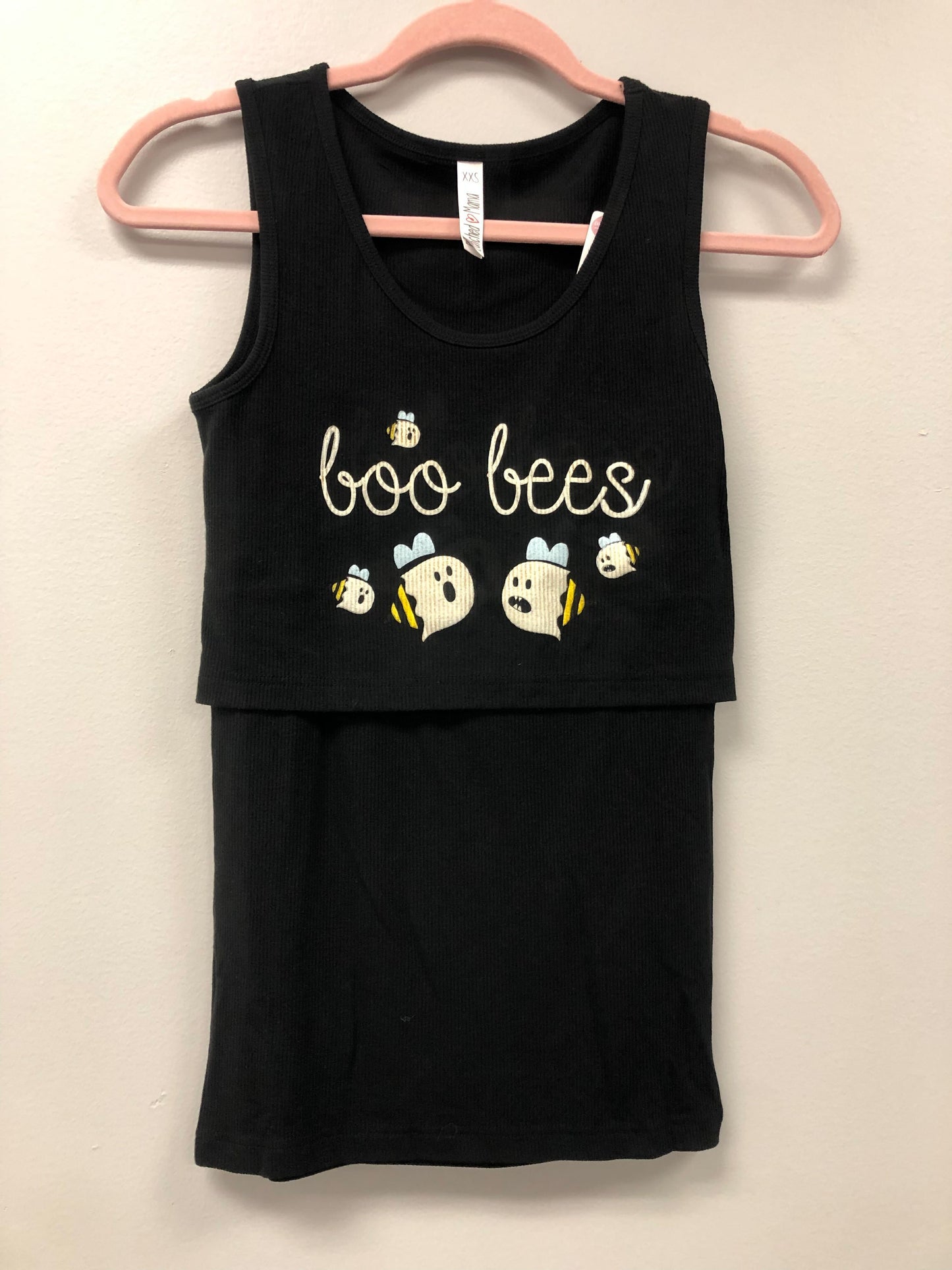 Outlet 5954 - Latched Mama Ribbed Nursing Tank - Glow Boo-Bees - Extra Extra Small