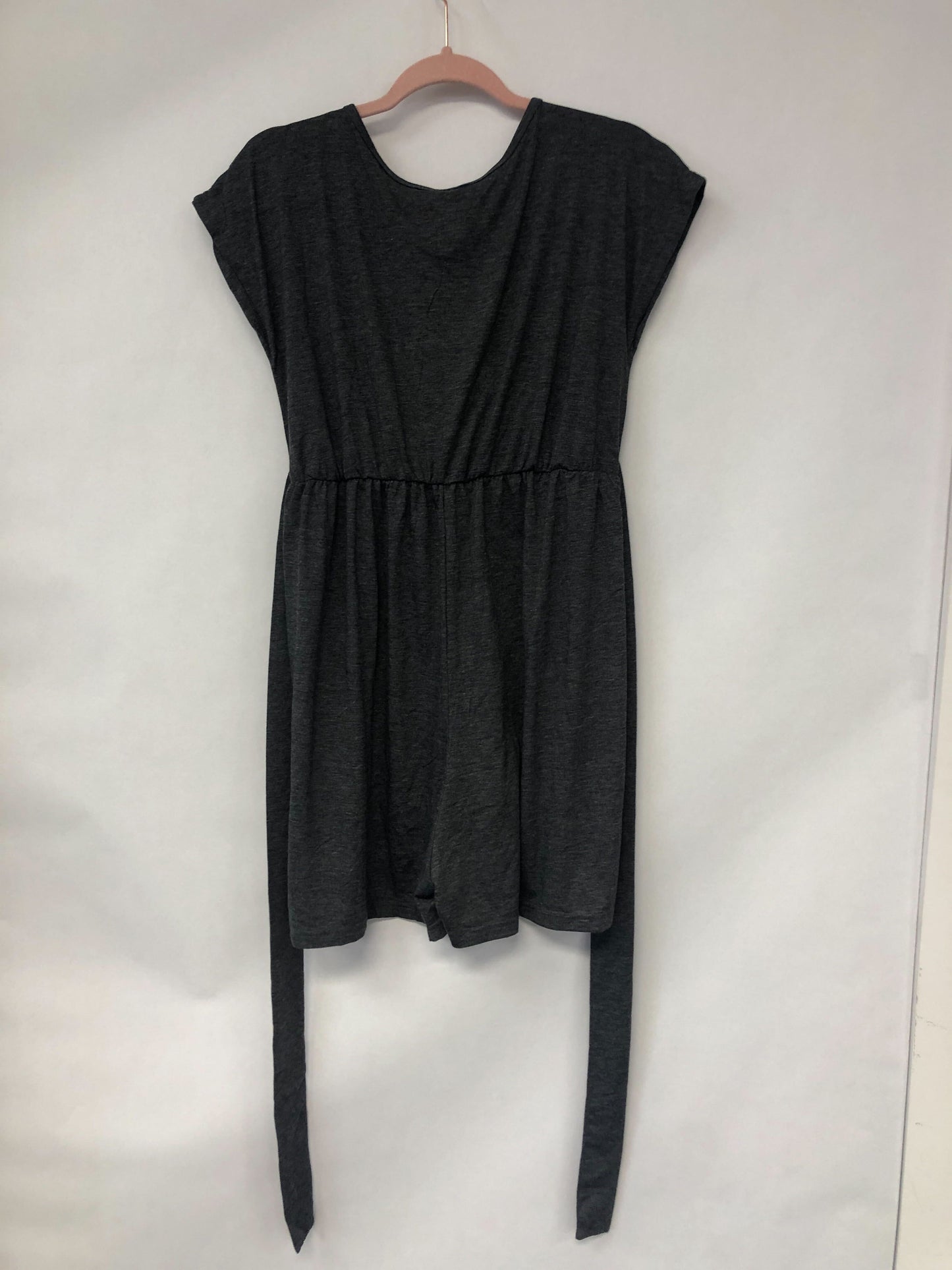 Outlet 6117 - Latched Mama Short V-Neck Nursing Jumpsuit - Dark Charcoal - Large
