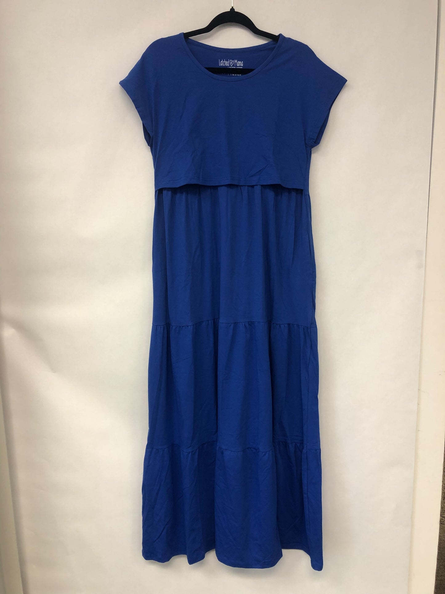 Outlet 6247 - Latched Mama Cotton Tiered T-Shirt Maxi Dress - Cobalt - Medium