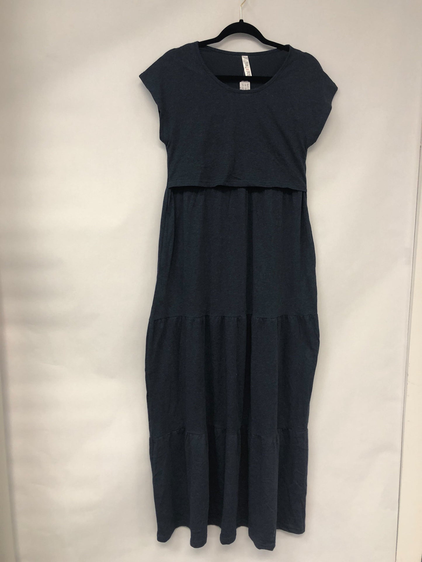 Outlet 6058 - Latched Mama Tiered T-Shirt Maxi Dress - Navy - Small