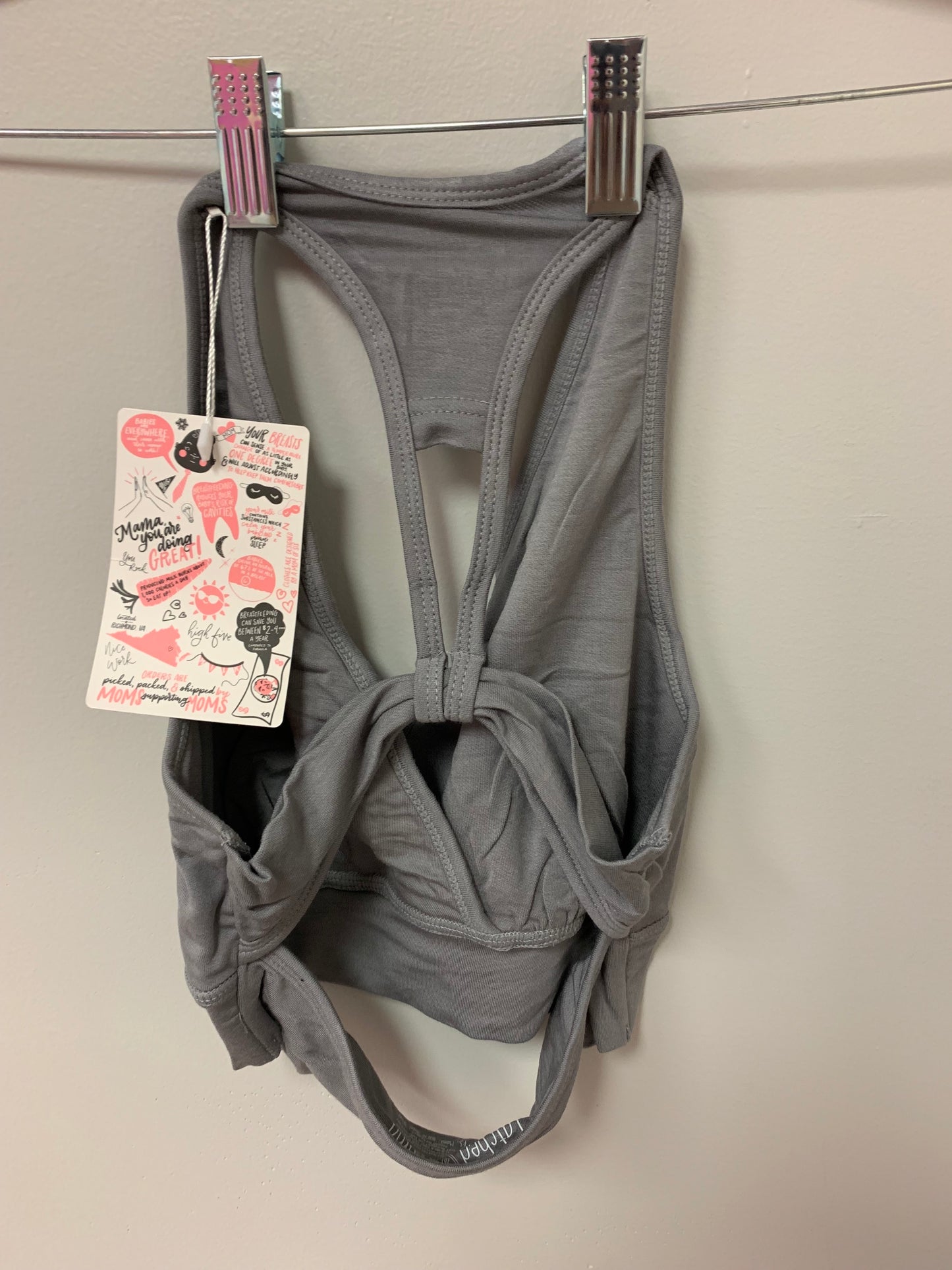 Outlet 5477 - Latched Mama Racerback Nursing Bra - Grey - Extra Small