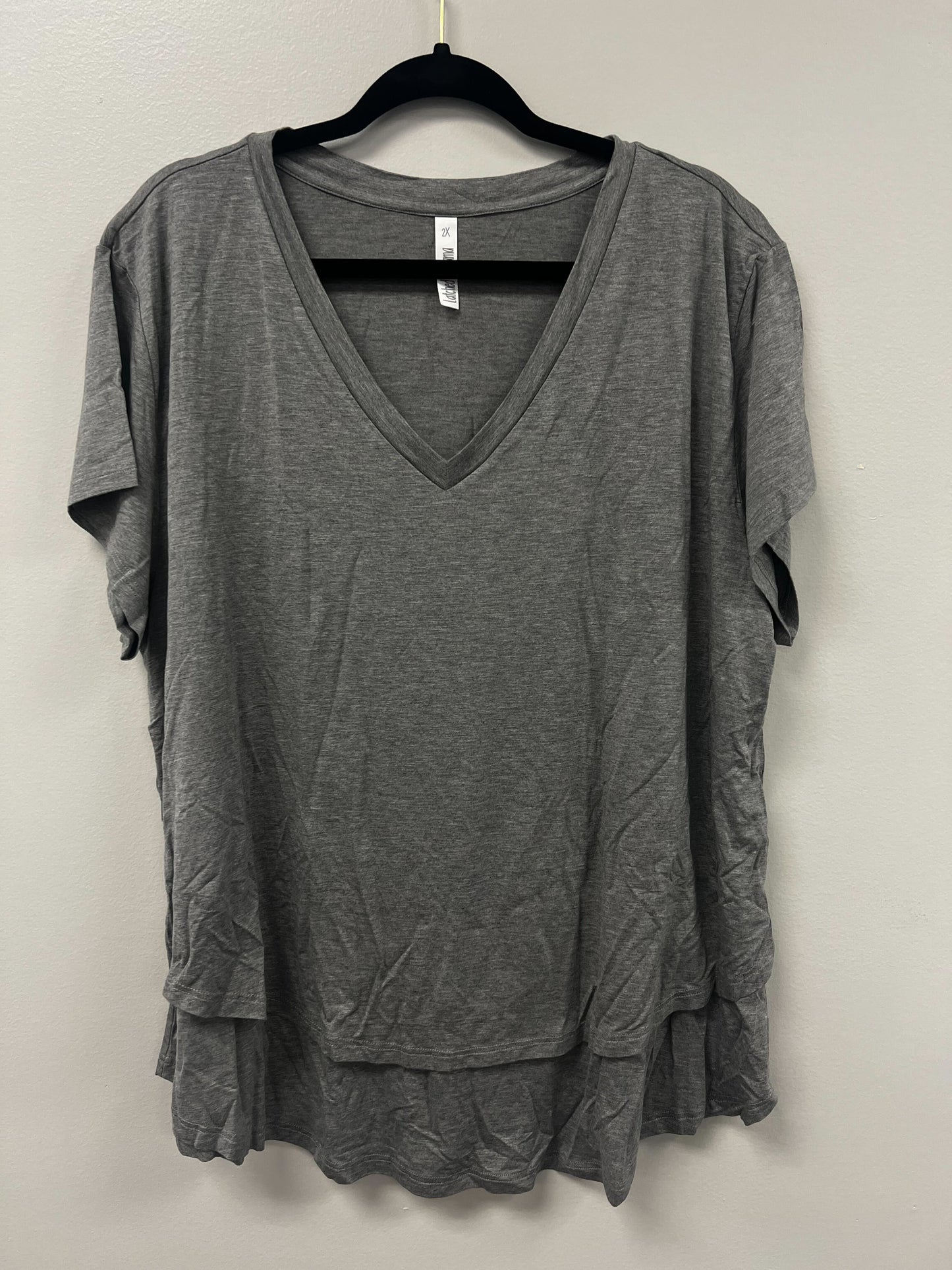 Outlet 5735 - V-Neck Boyfriend Nursing Tee - Light Grey - 2X
