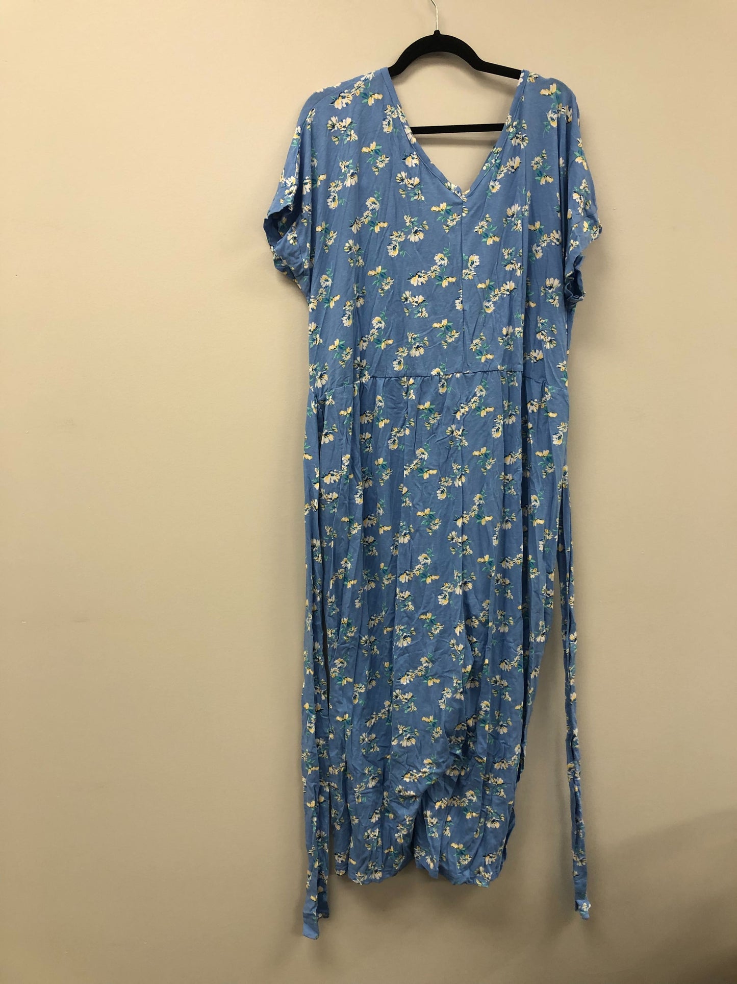 Outlet 5938 - Latched Mama V-Neck Nursing Jumpsuit - Creekside Floral - 3X