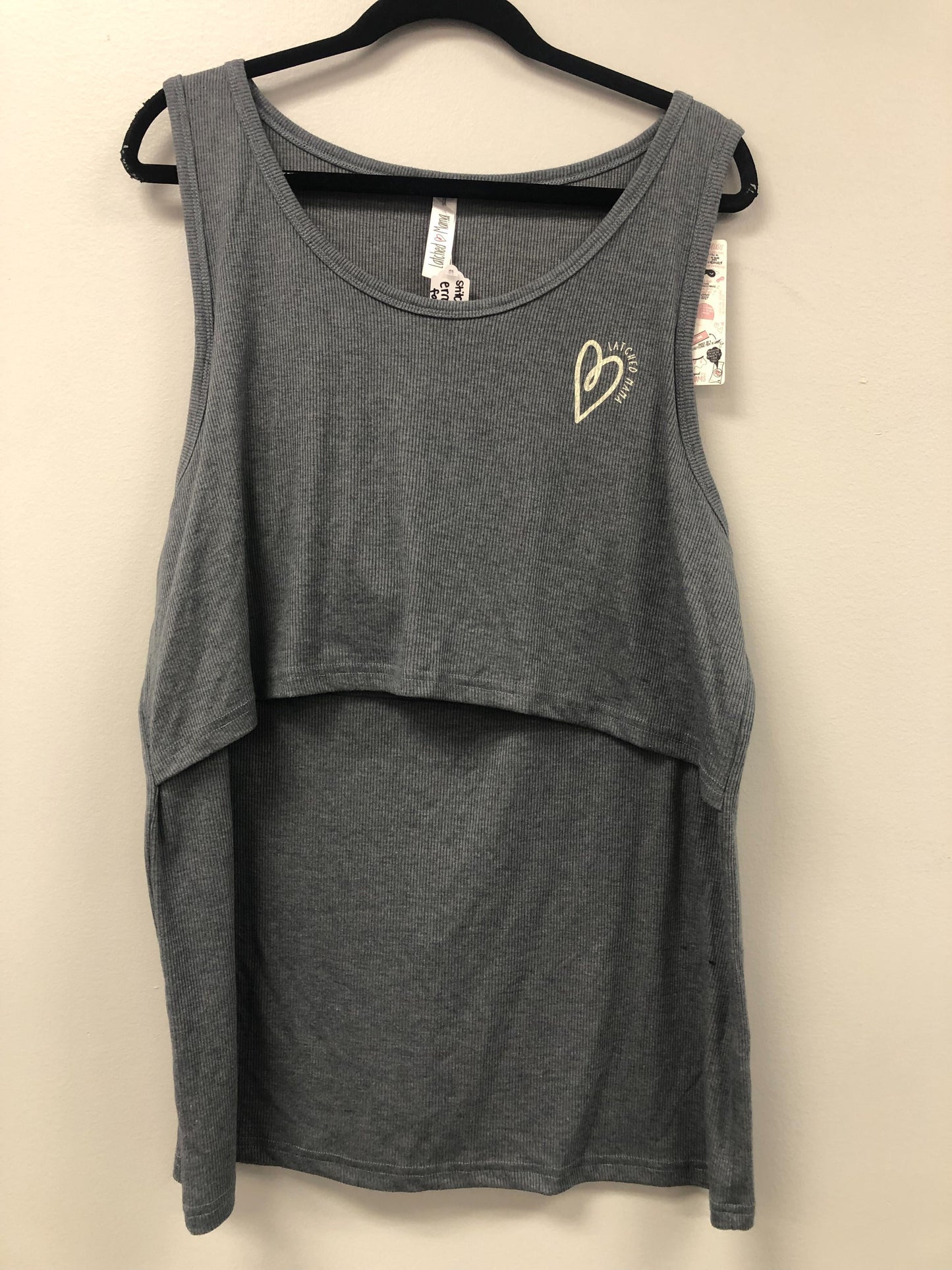 Outlet 5525 - Latched Mama Love Ribbed Nursing Tank - Grey - 1X