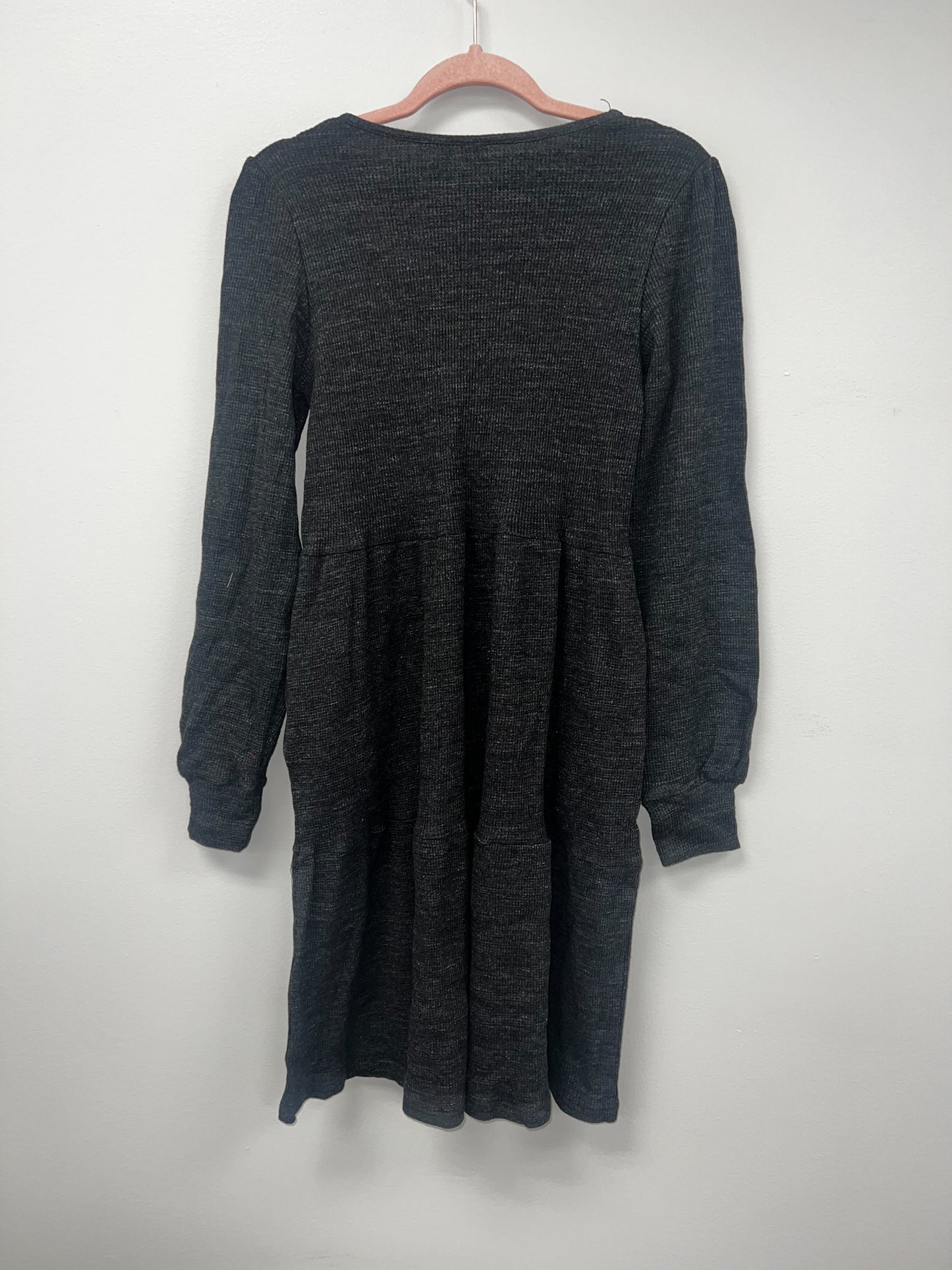Outlet 5684 - Latched Mama Waffle Knit Nursing Dress - Charcoal - Medium