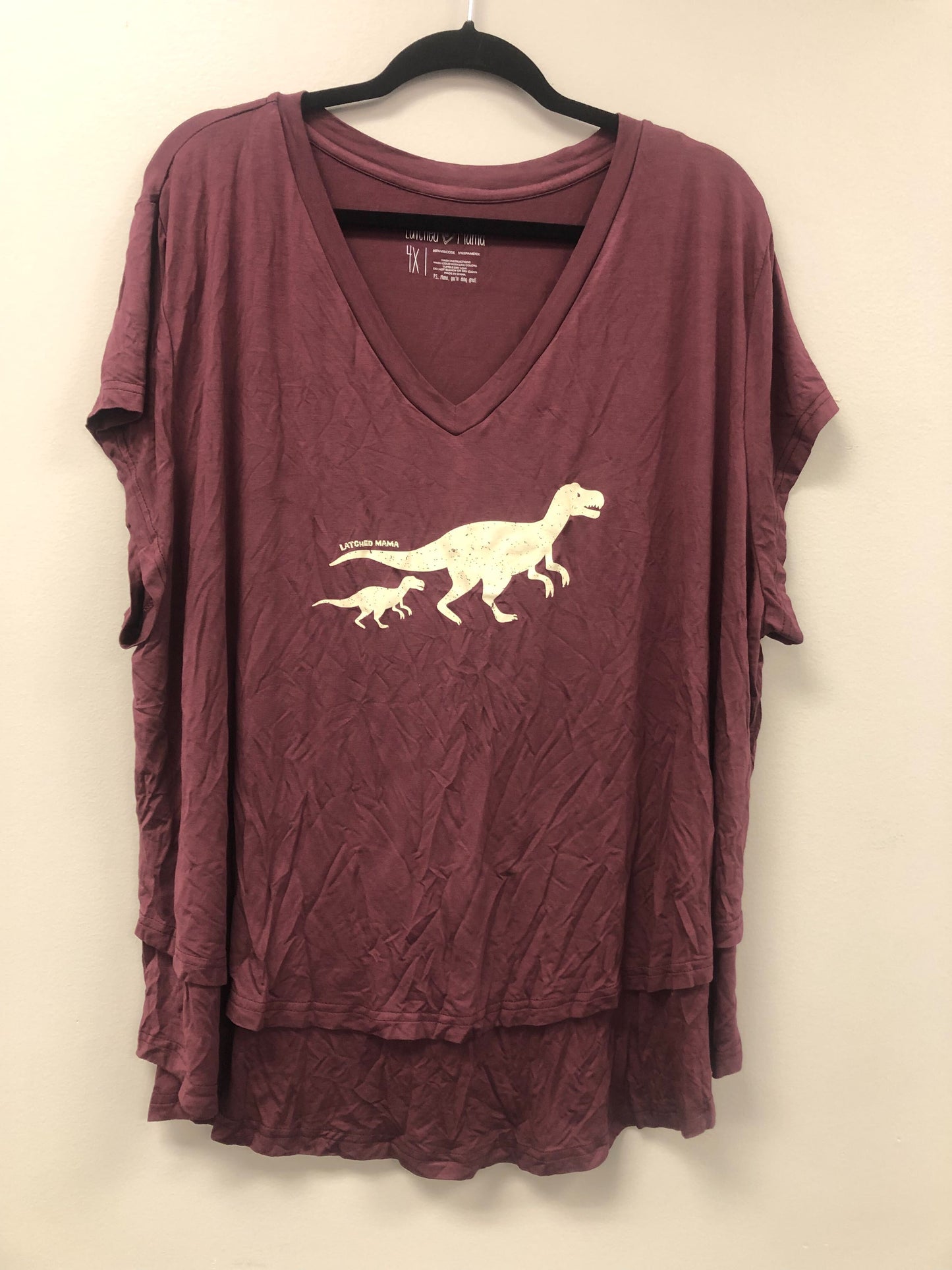 Outlet 5921 - V-Neck Boyfriend Nursing Tee - Dinosaur - 4X