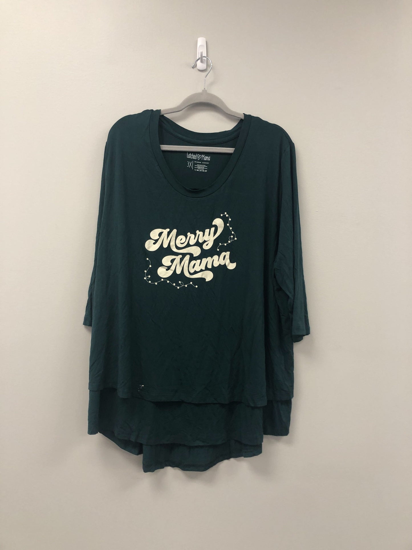 Outlet 5668 - Latched Mama 3/4 Sleeve Scoop Neck Nursing Top 2.0 - Merry Mama - 3X