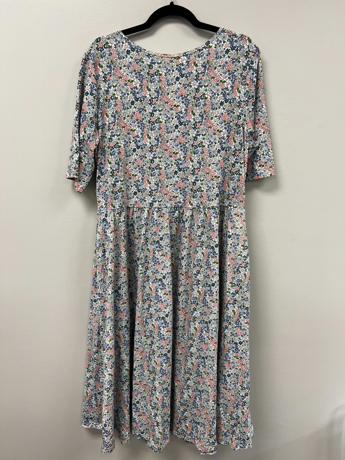 Outlet 5903 - Latched Mama Classic Cotton Nursing Dress - Periwinkle Oasis - 1X