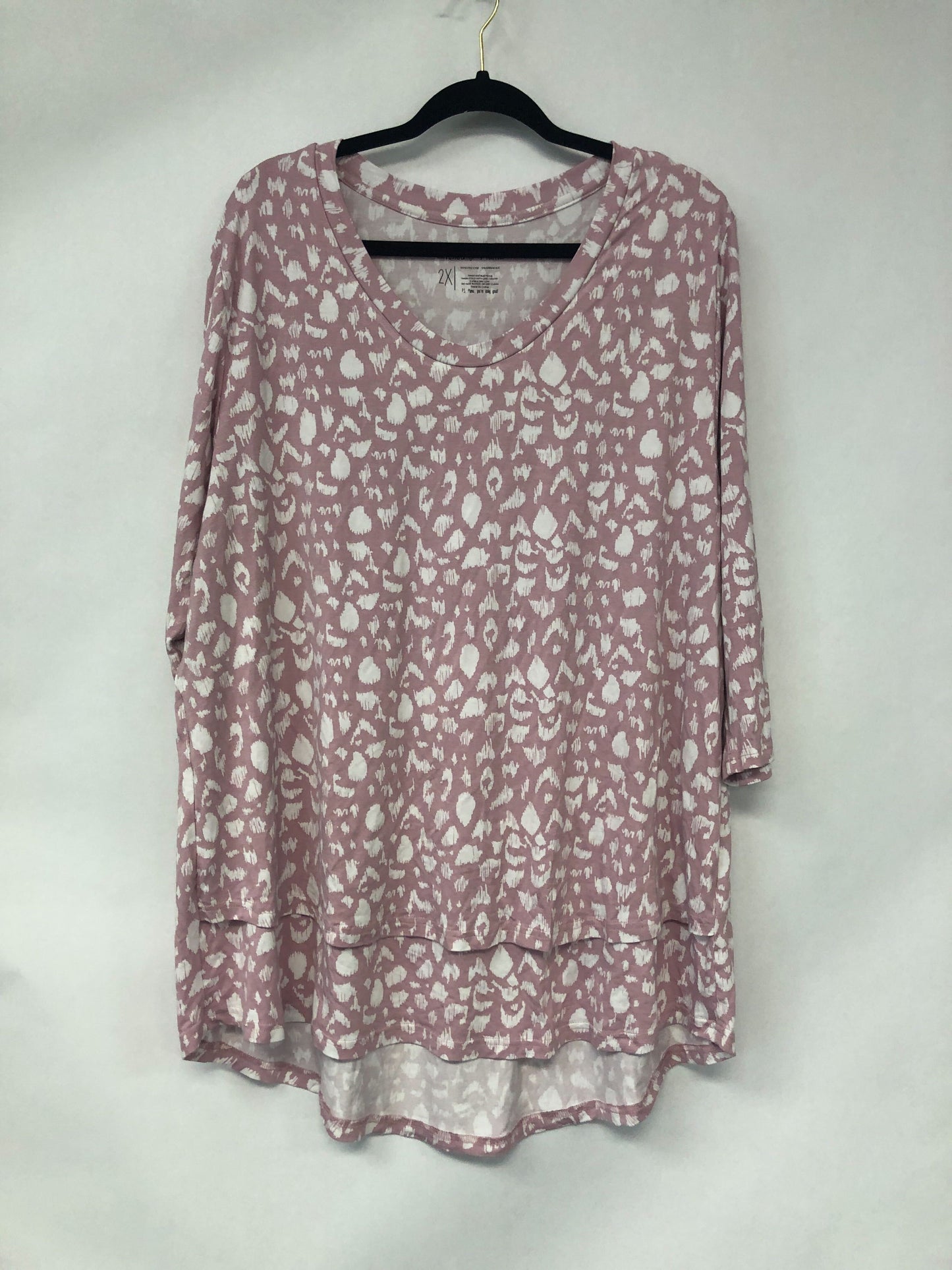 Outlet 6115 - Latched Mama 3/4 Sleeve Scoop Neck Nursing Top 2.0 - Wild Pink - 2X