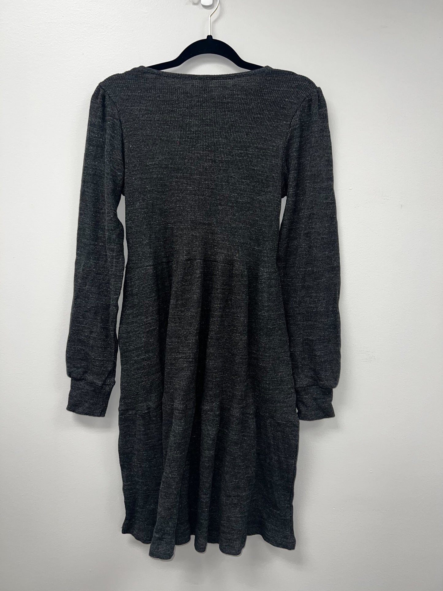 Outlet 5687 - Latched Mama Waffle Knit Nursing Dress - Charcoal - Medium
