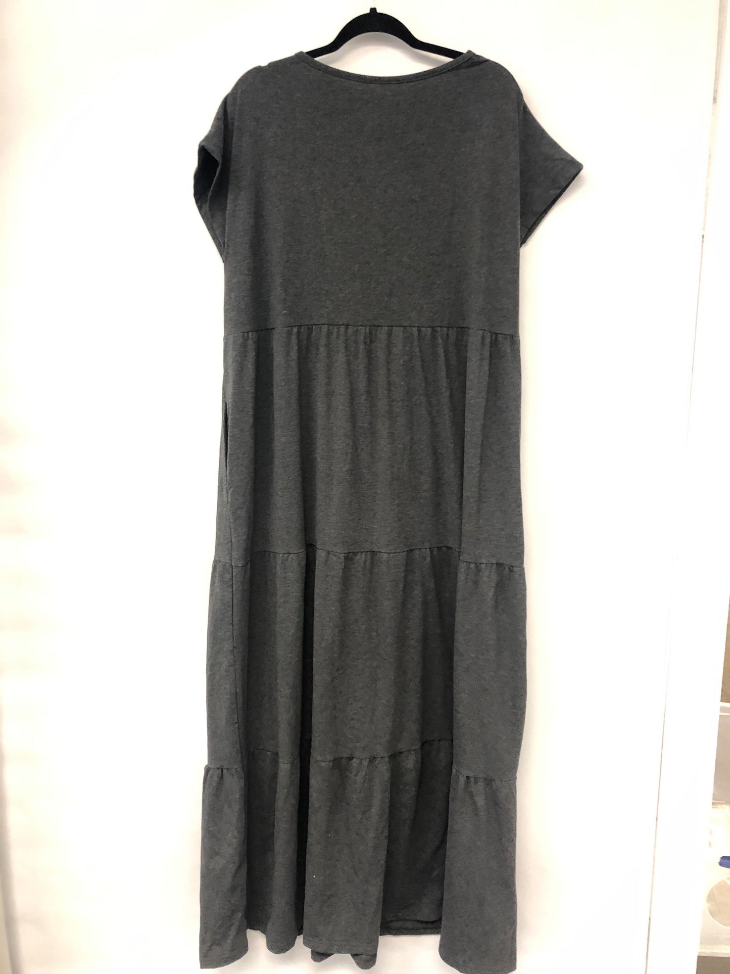 Outlet 6060 - Latched Mama Tiered T-Shirt Maxi Dress - Charcoal - 2X