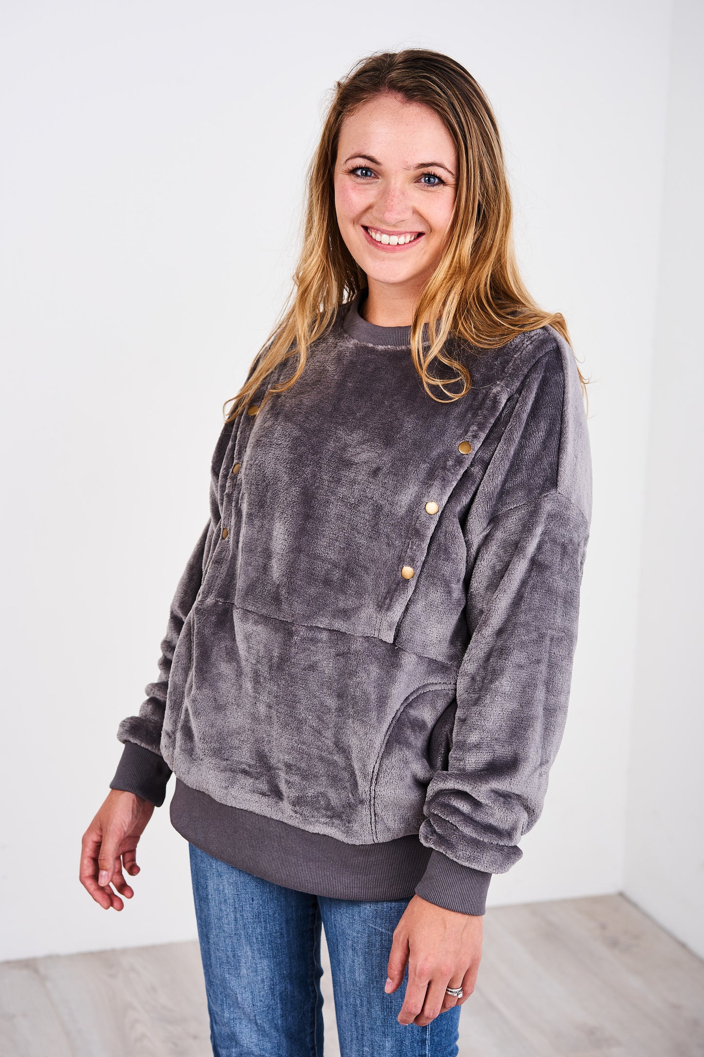 Latched Mama Fleece Snap Nursing Pullover - Last Chance