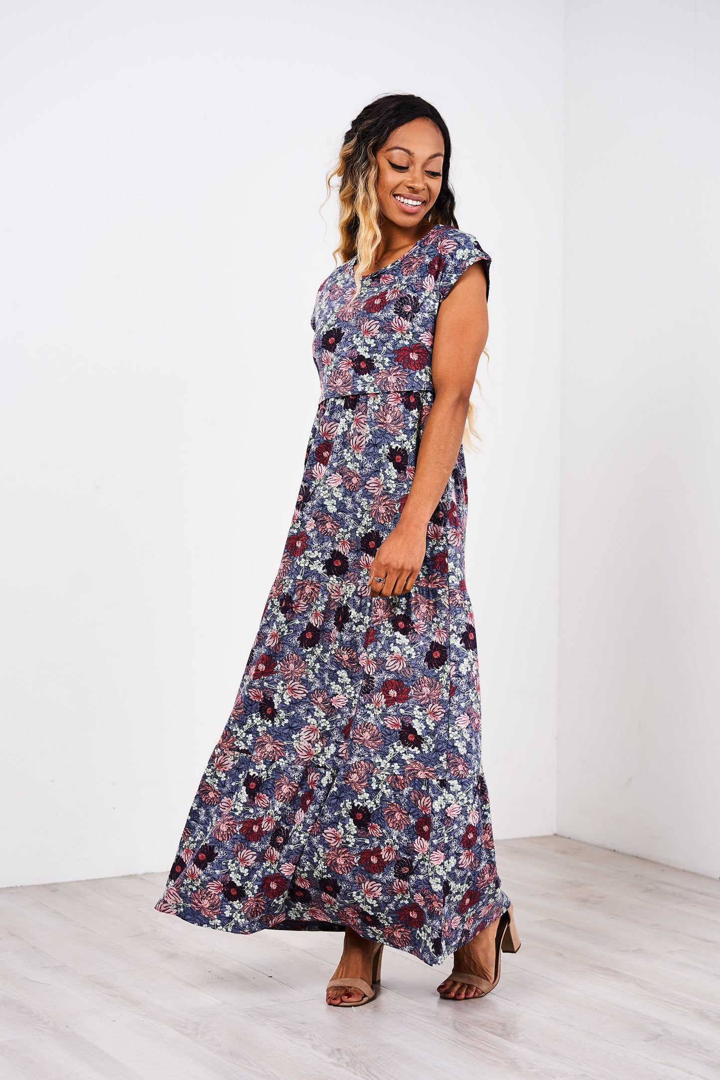 Latched Mama Cotton Tiered T-Shirt Maxi Dress - Last Chance