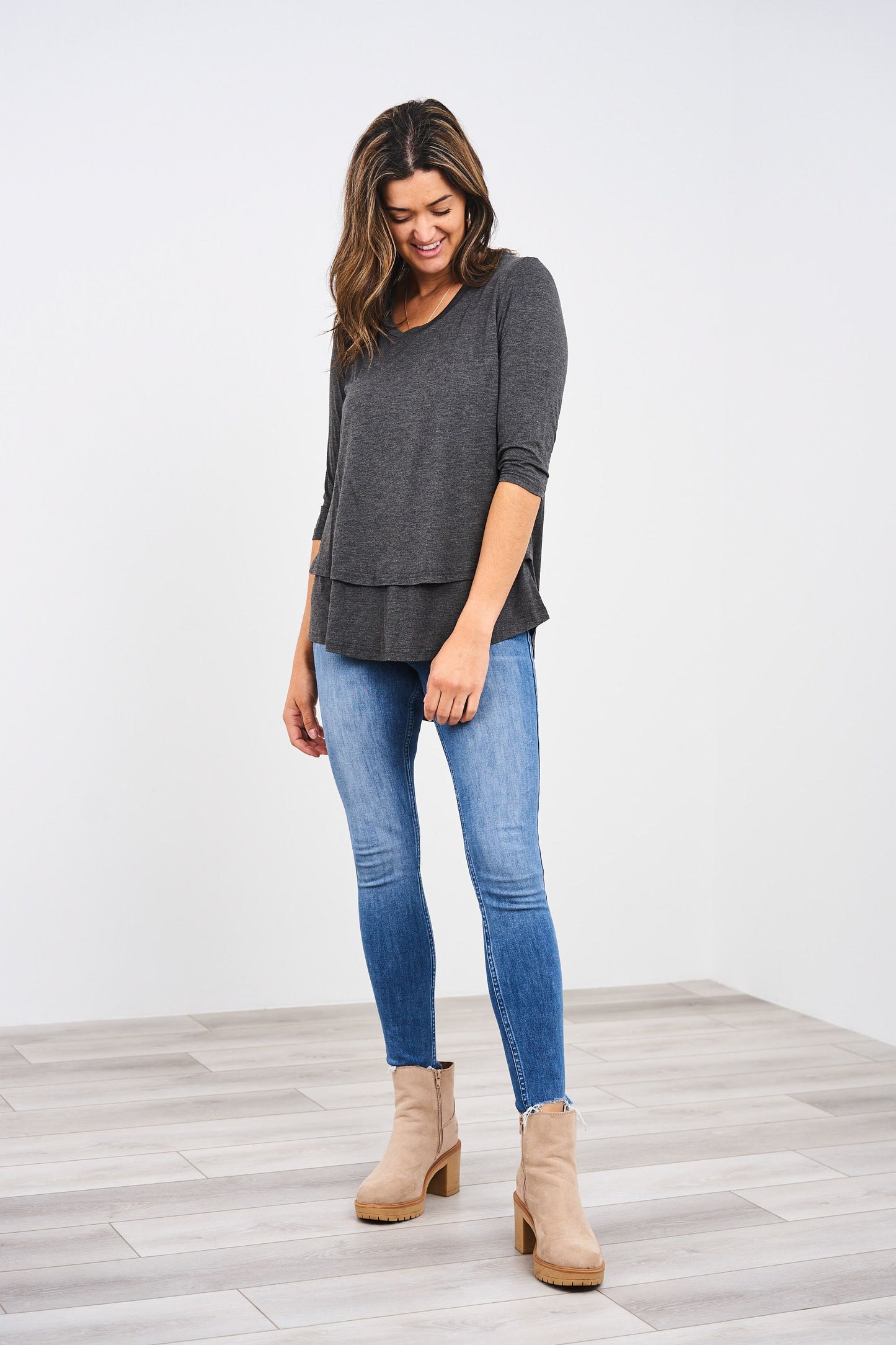 Latched Mama 3/4 Sleeve Scoop Neck Nursing Top 2.0