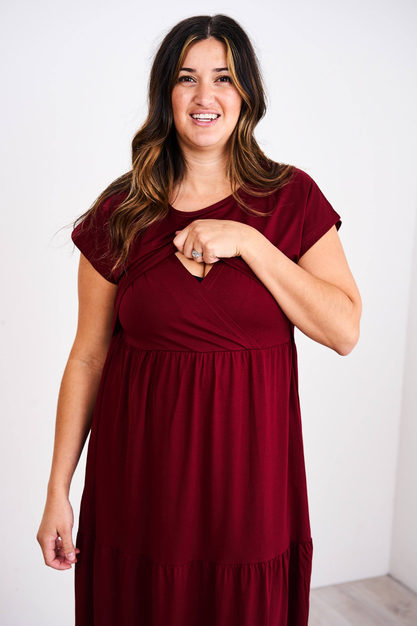Latched Mama Cotton Tiered T-Shirt Maxi Dress - Last Chance