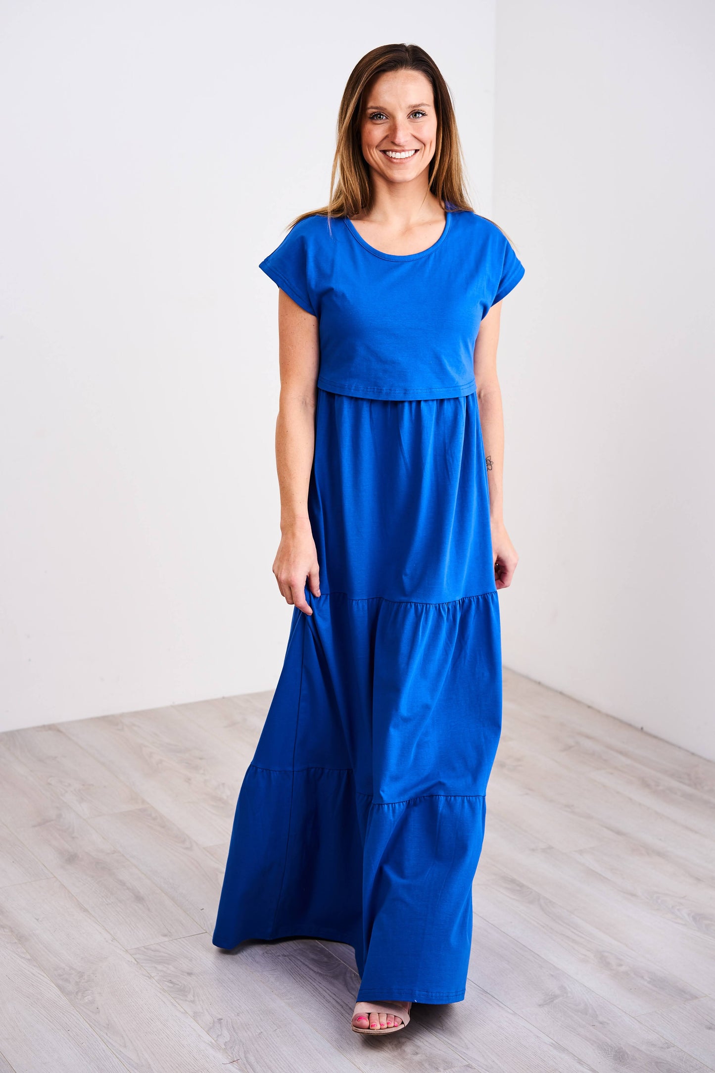 Latched Mama Cotton Tiered T-Shirt Maxi Dress - Last Chance