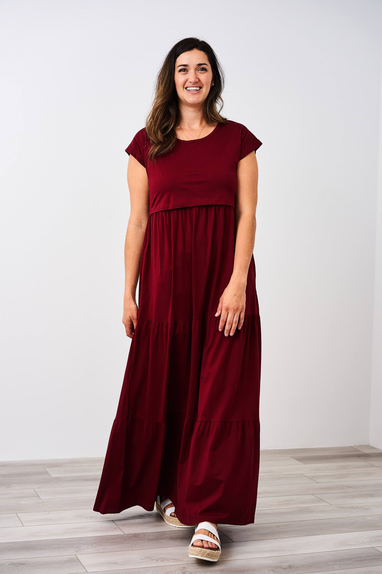 Latched Mama Cotton Tiered T-Shirt Maxi Dress - Last Chance