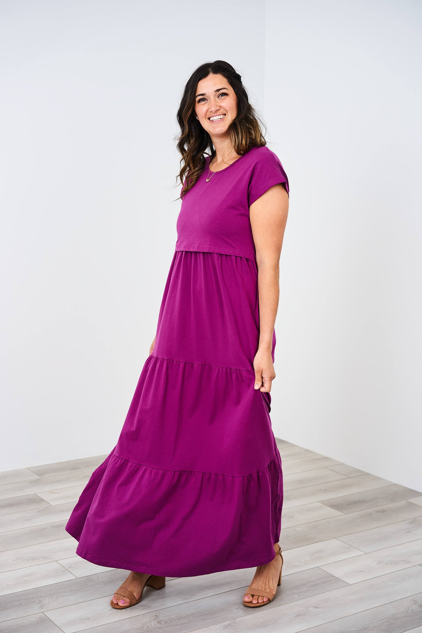 Latched Mama Cotton Tiered T-Shirt Maxi Dress - Last Chance